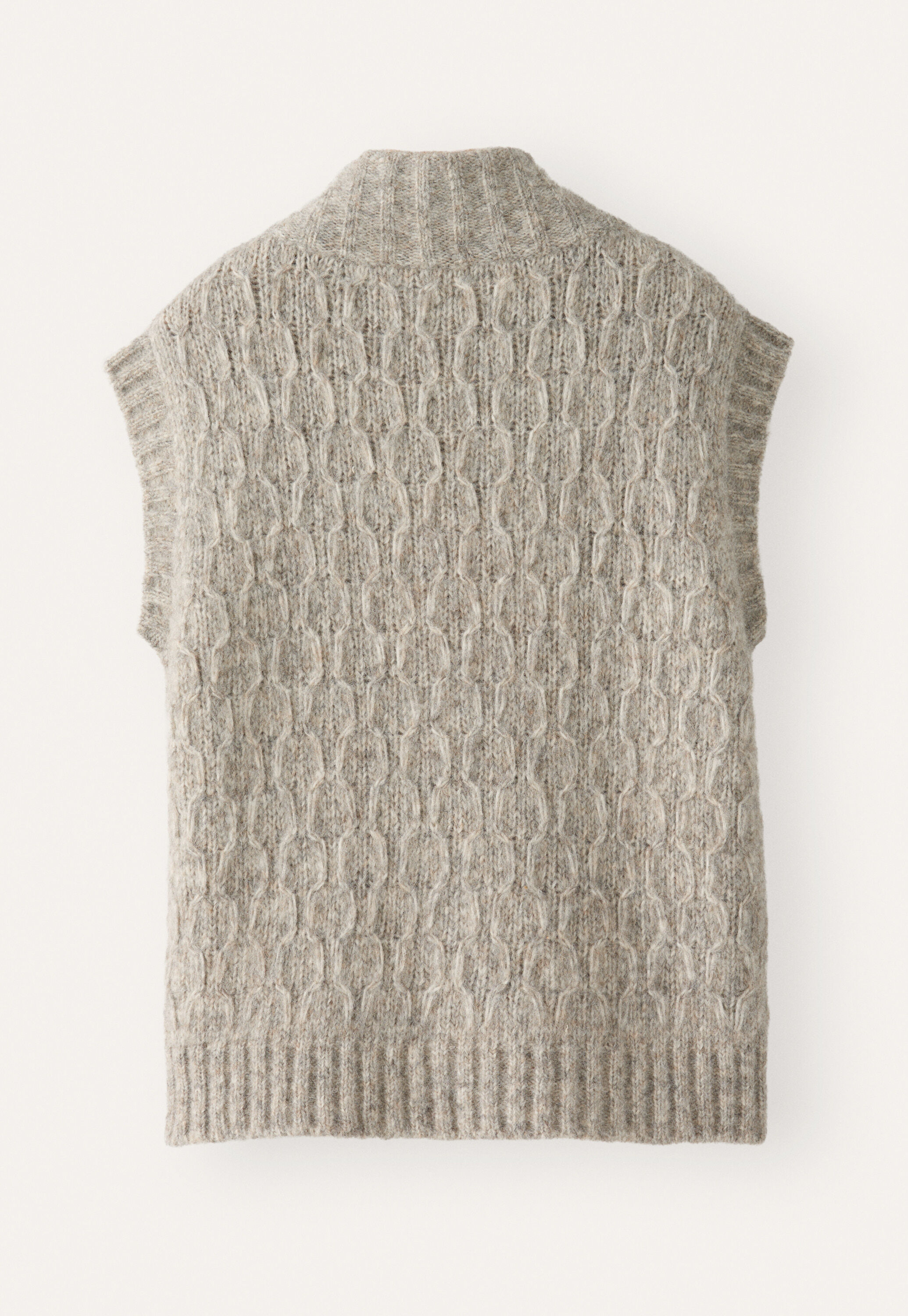 Wabenmuster-Pullover, Rehbraun-Grau, large
