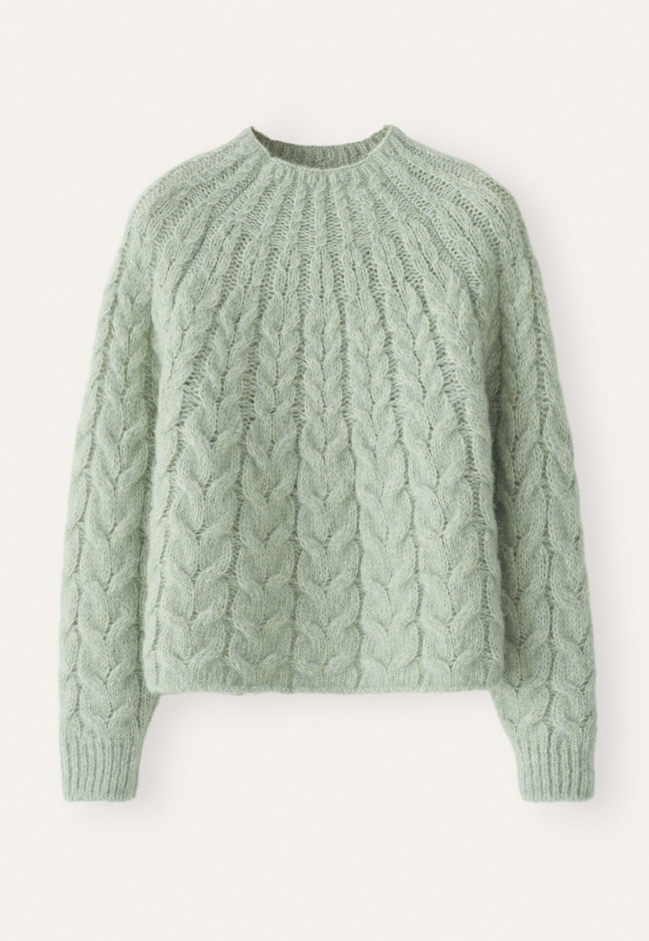 Zopfmusterpullover, Blasser Thymian, large
