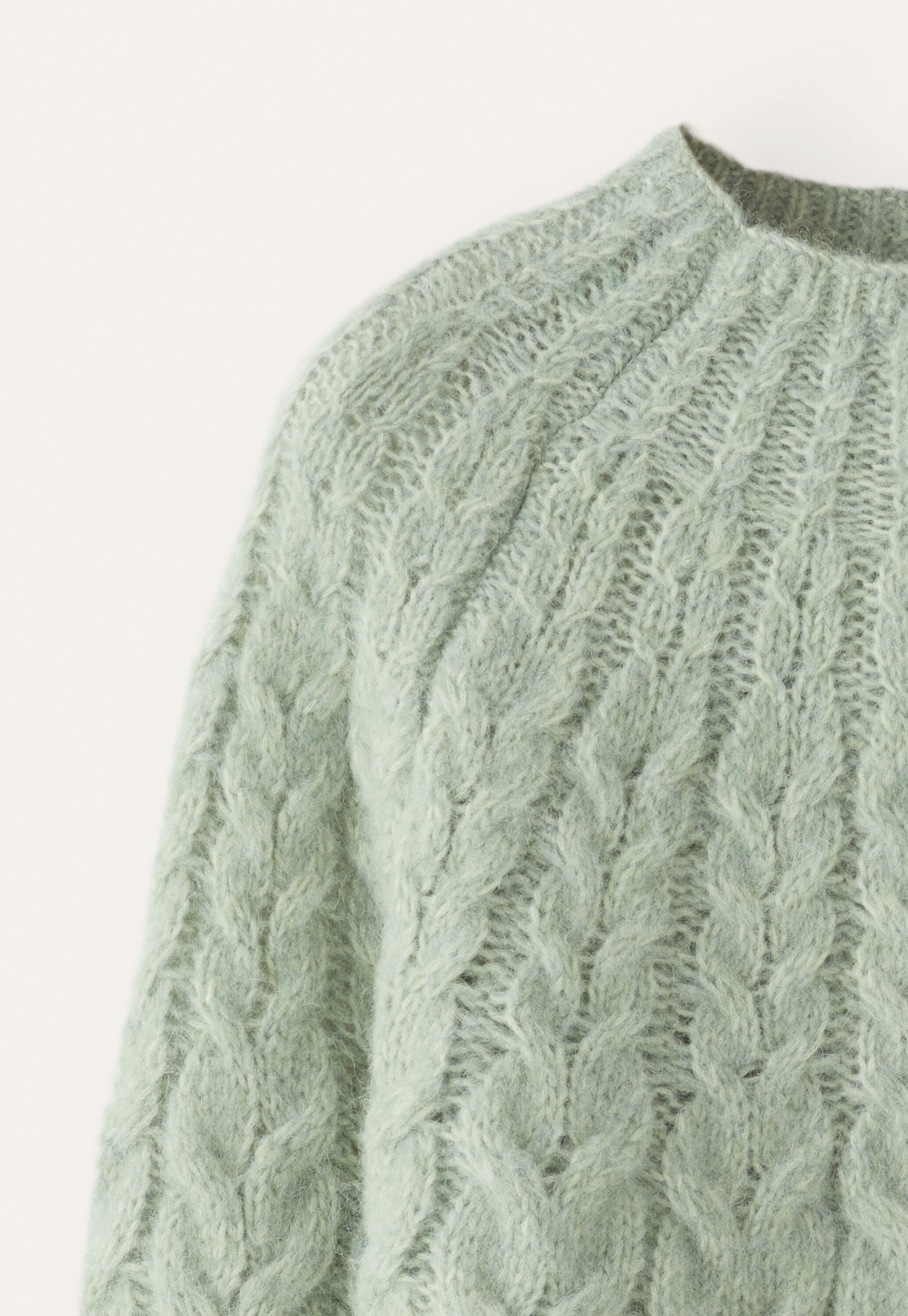 Zopfmusterpullover, Blasser Thymian, large