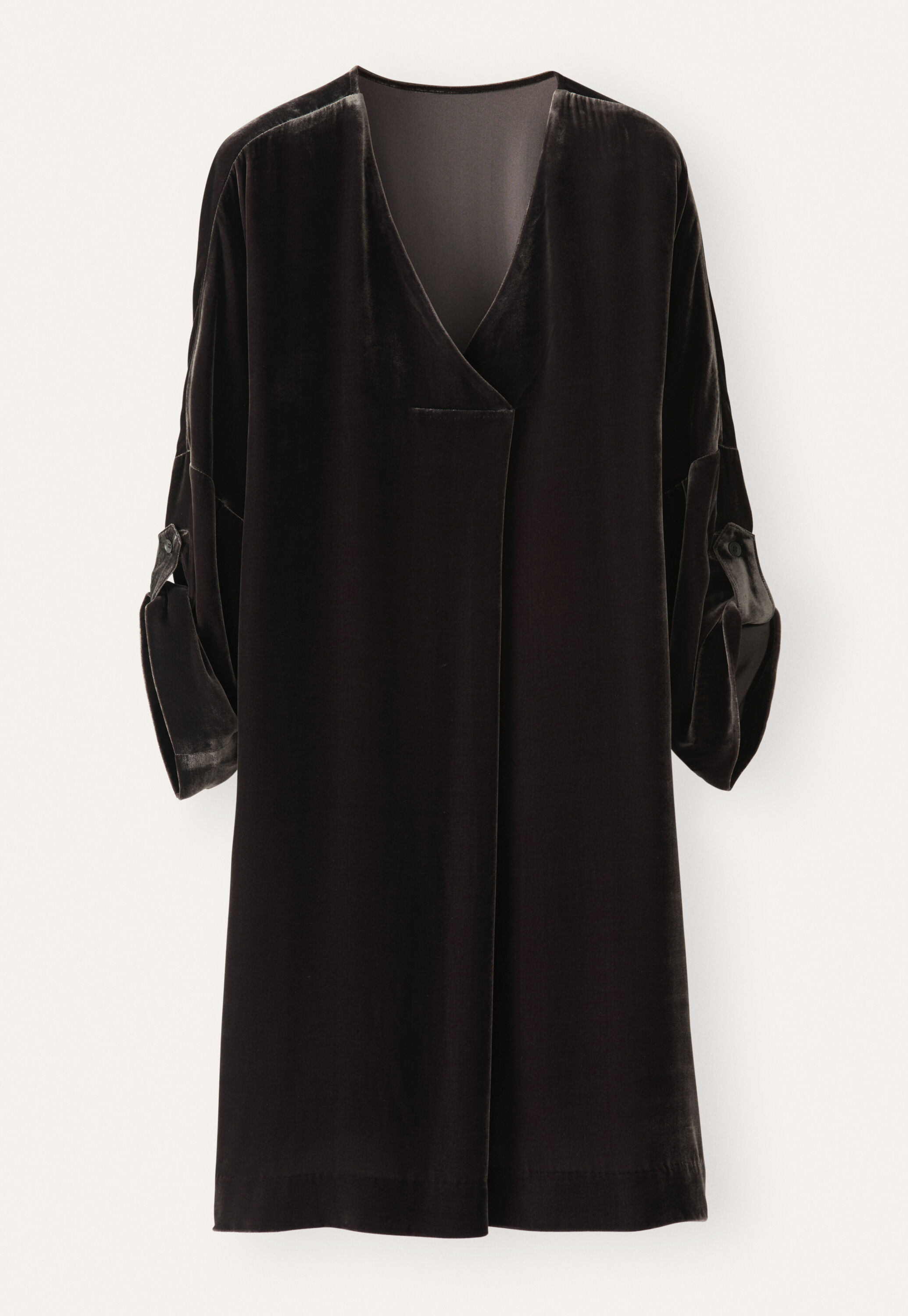 Samtkleid mit V-Ausschnitt, Dunkle Maulbeere, large