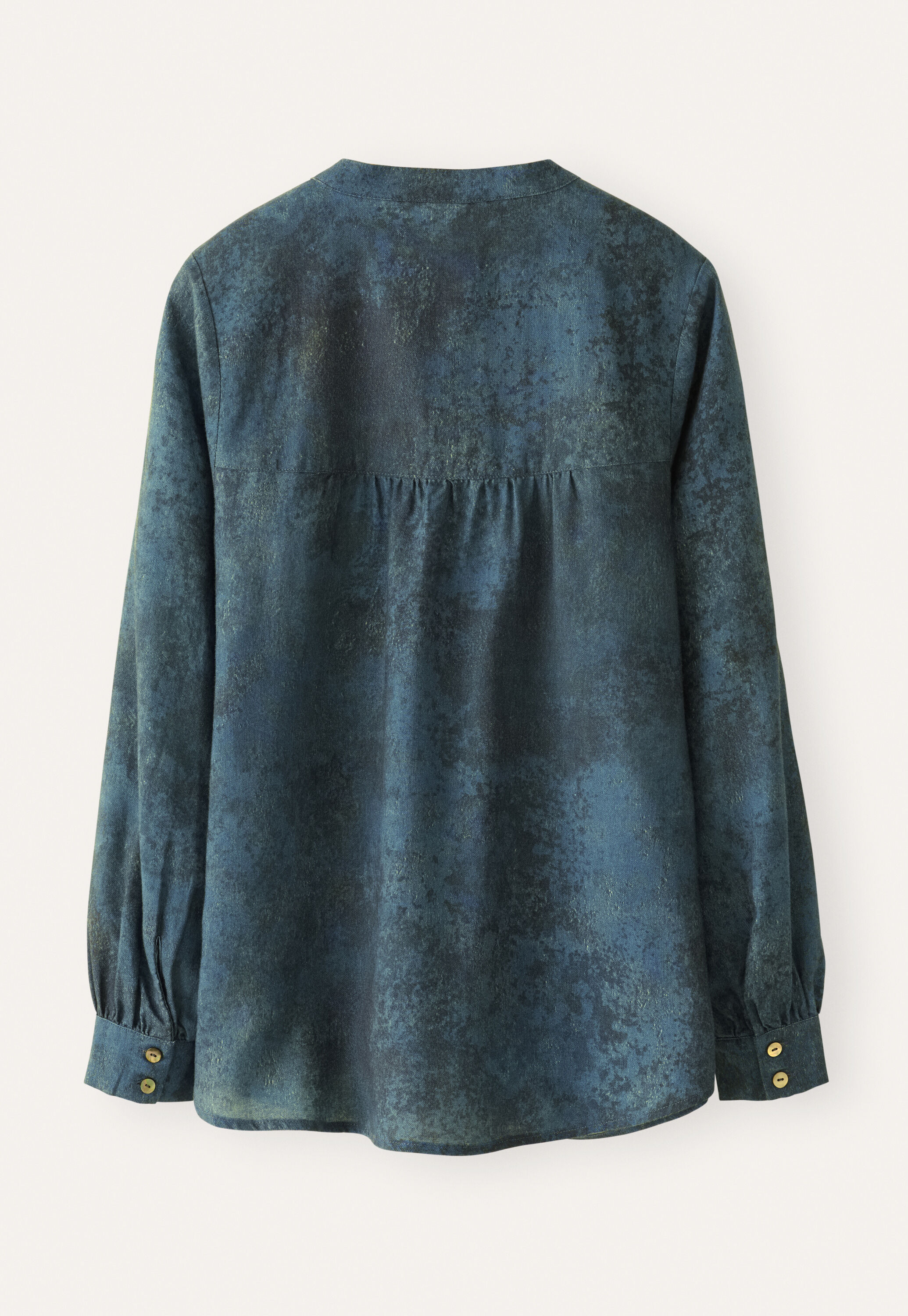 Bluse mit R&uuml;schendetail, Ozeanblau, large
