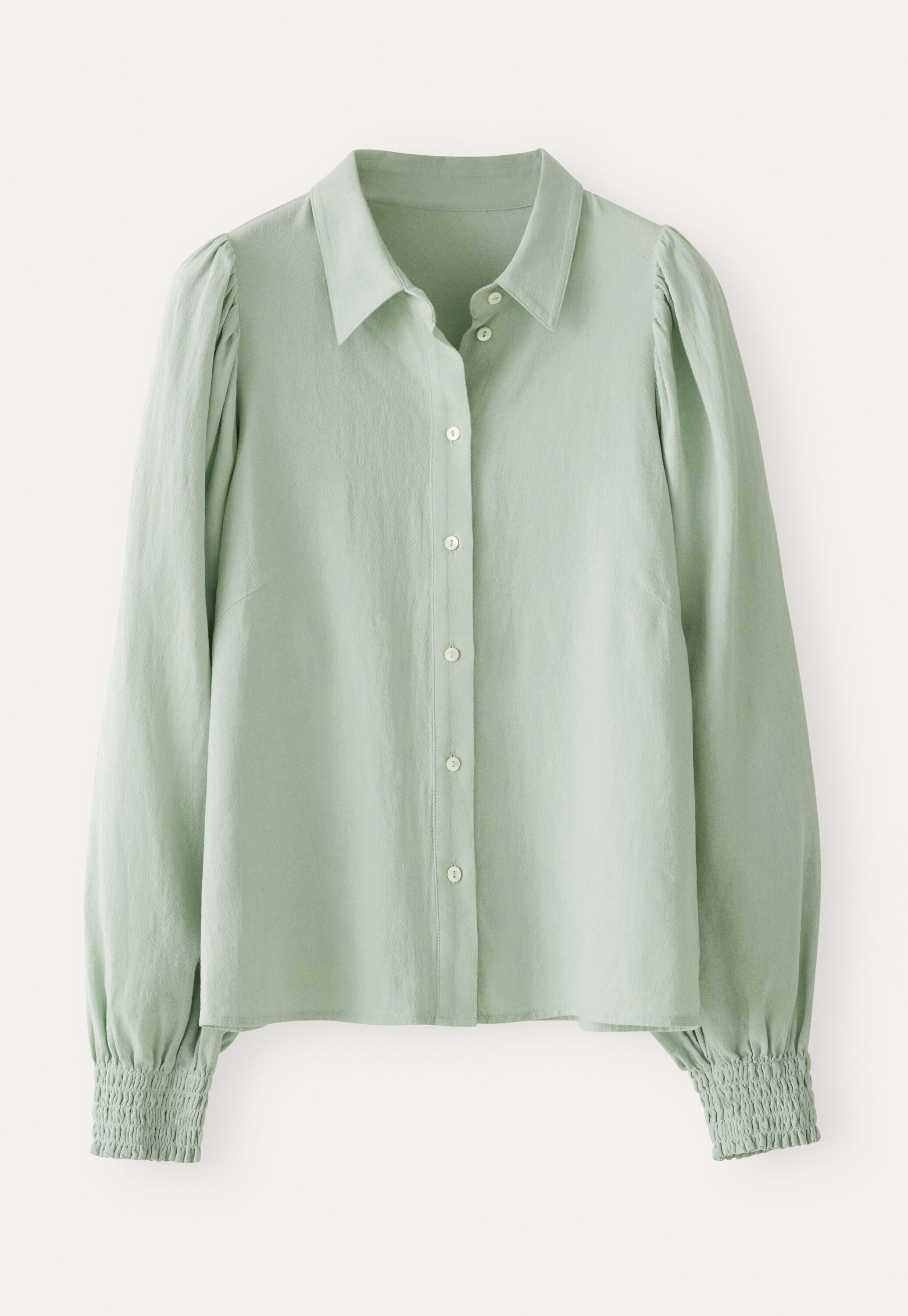 Bluse mit gerafften &Auml;rmeln, Aqua-Mint, large