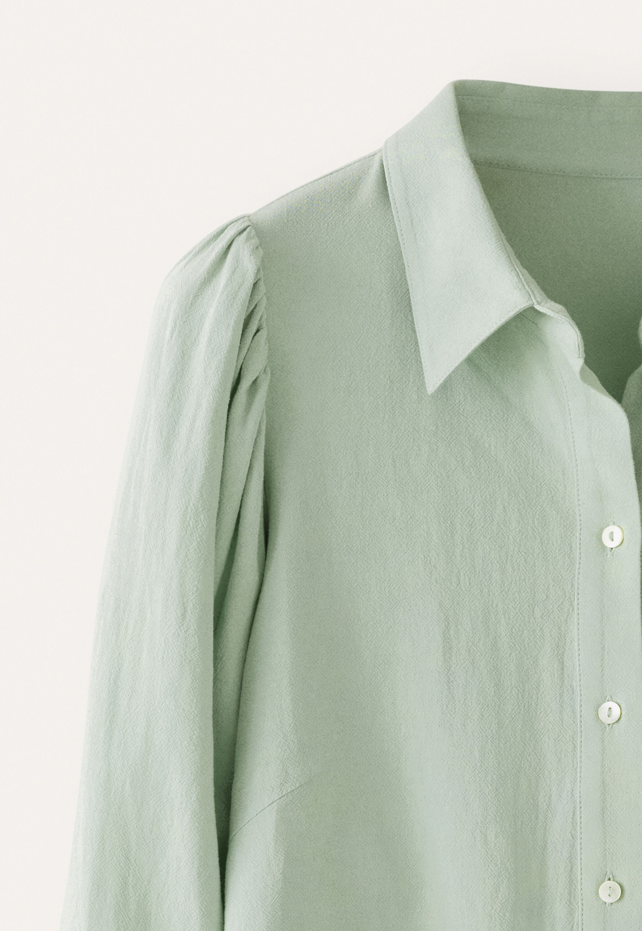 Bluse mit gerafften &Auml;rmeln, Aqua-Mint, large