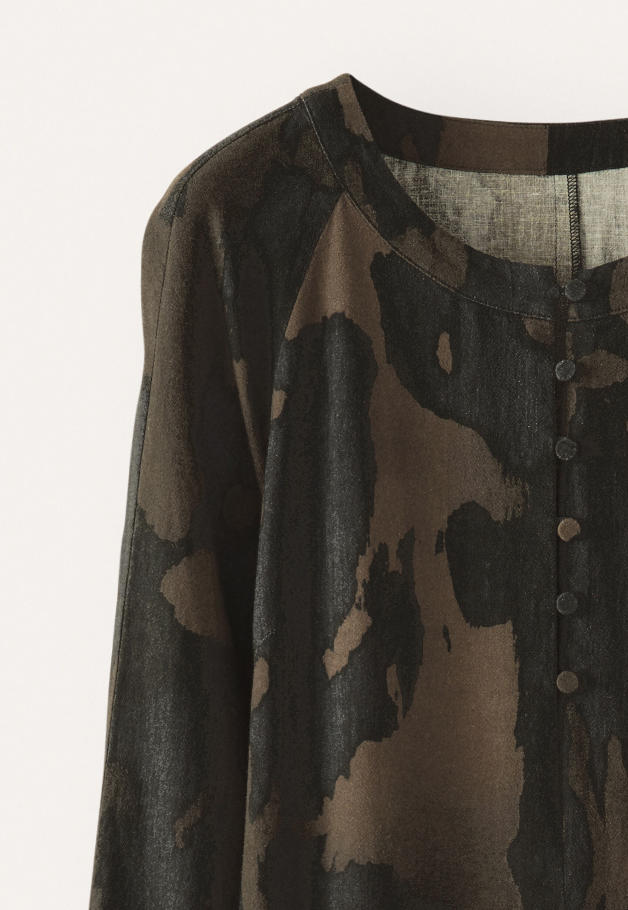 Bedrucktes Kleid mit Rundhalsausschnitt, Tinte/Braun, large