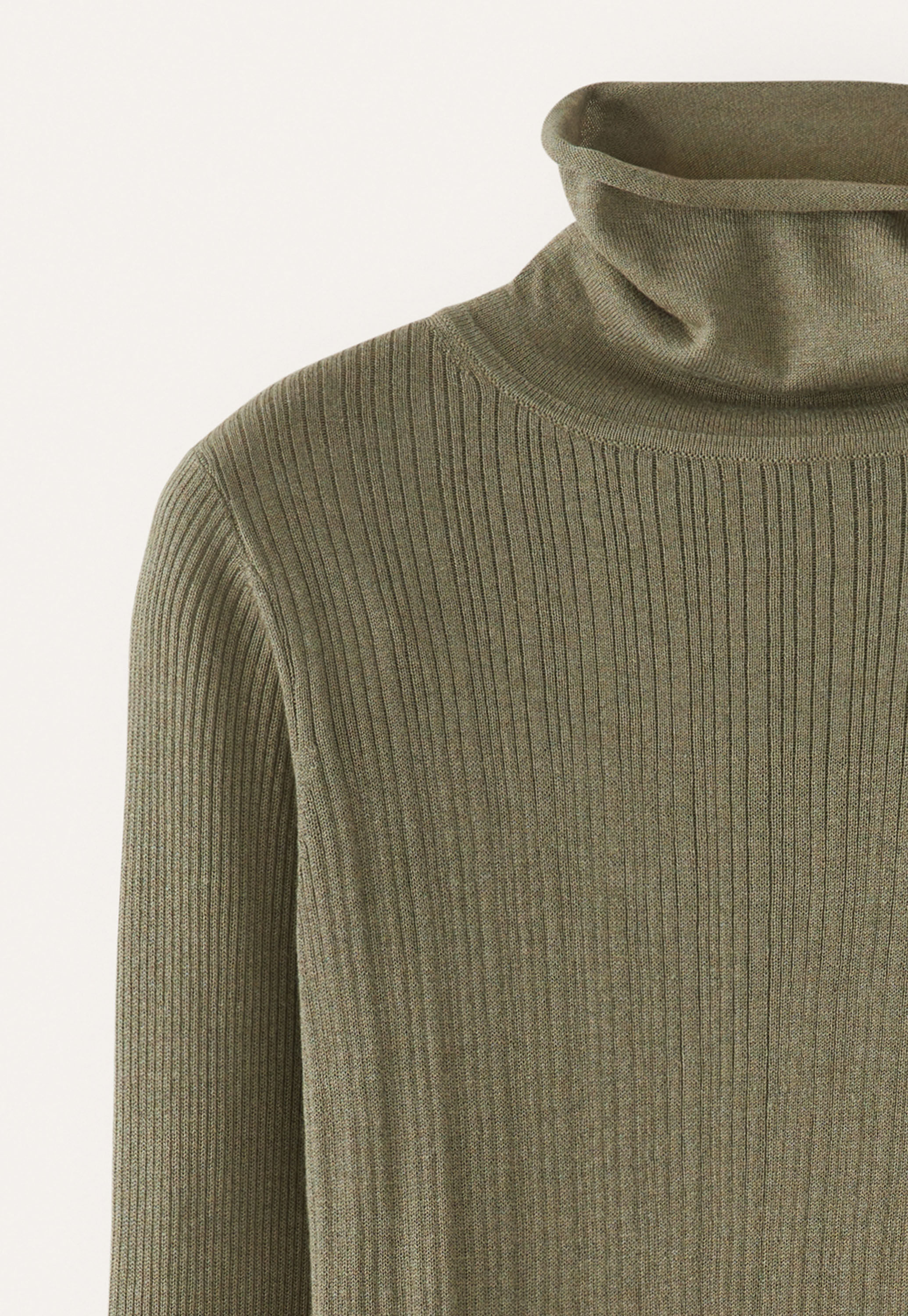 Gerippter Pullover, Moos/Taupe, large