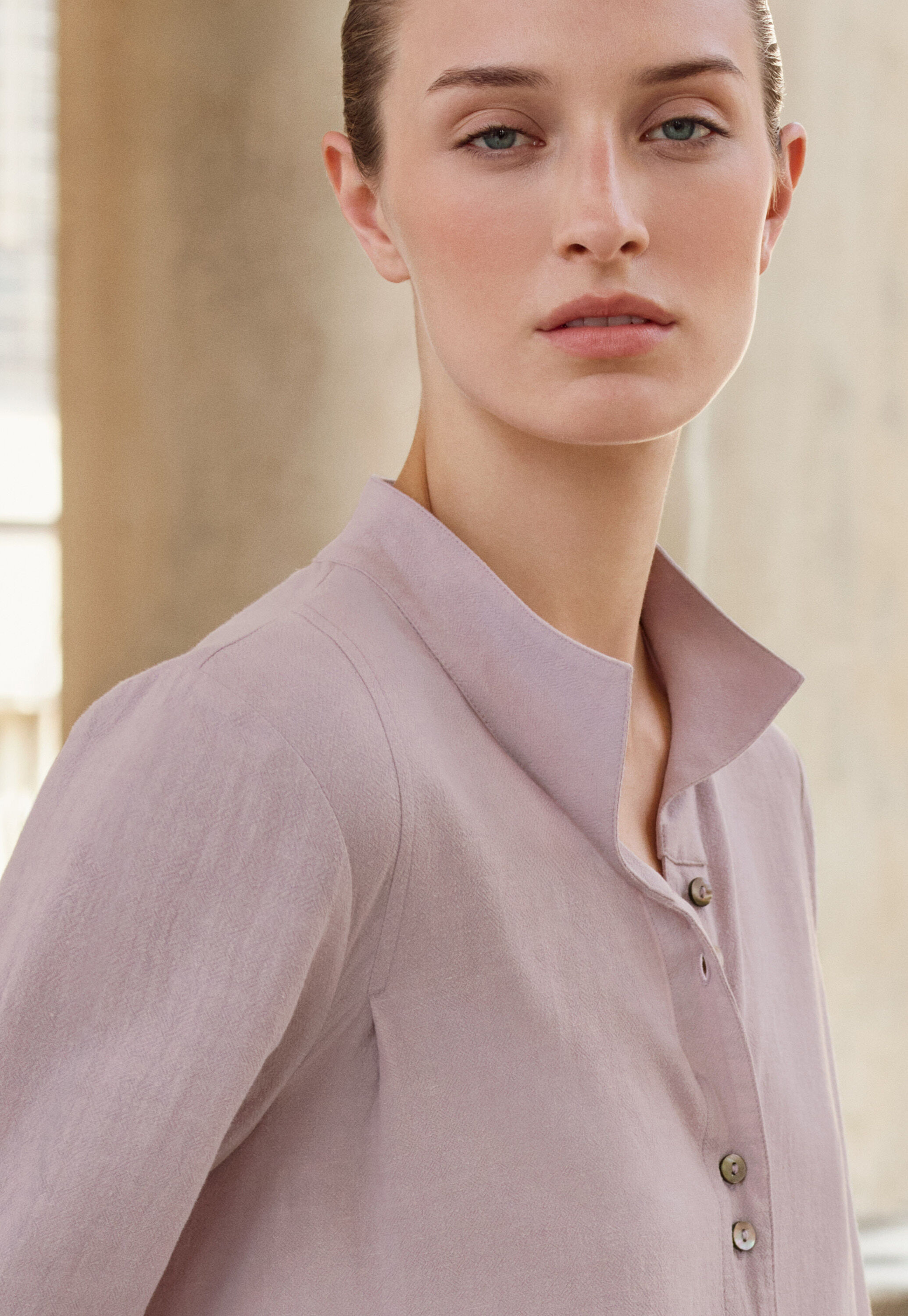 Bluse mit Trichterkragen, Orchidee/Rosa, large