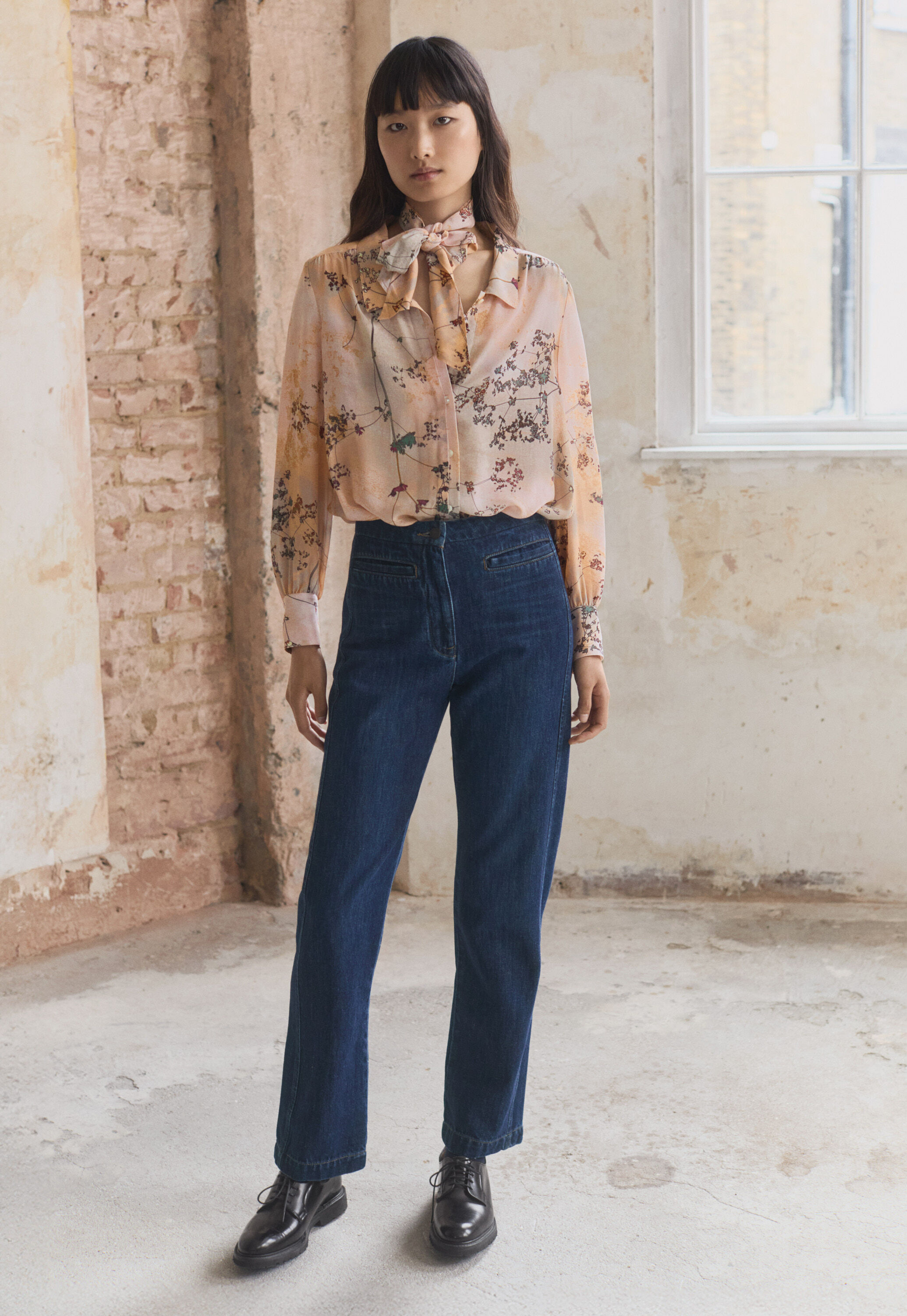 Schluppenbluse mit Print