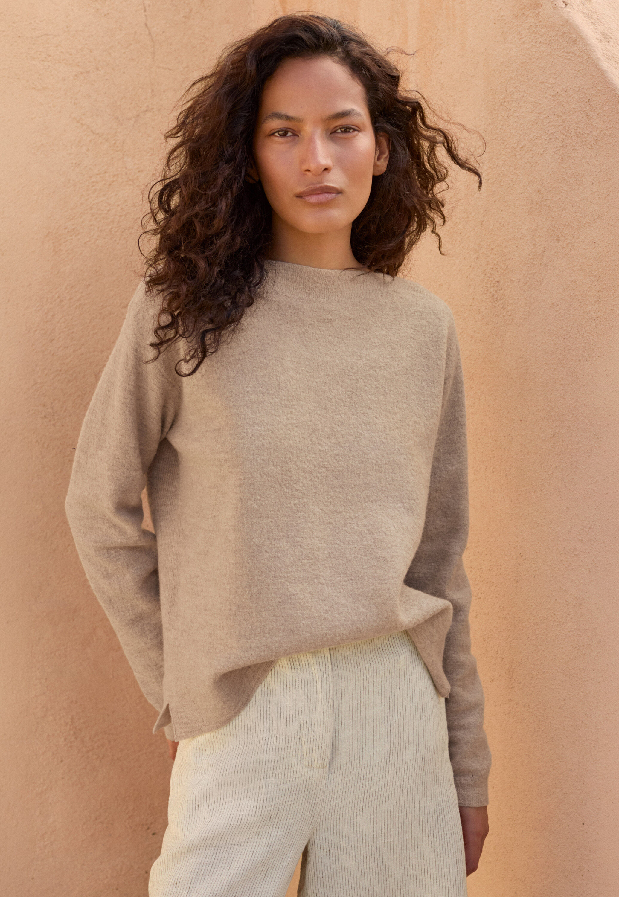 Kastiger Pullover, Rehbraun, large
