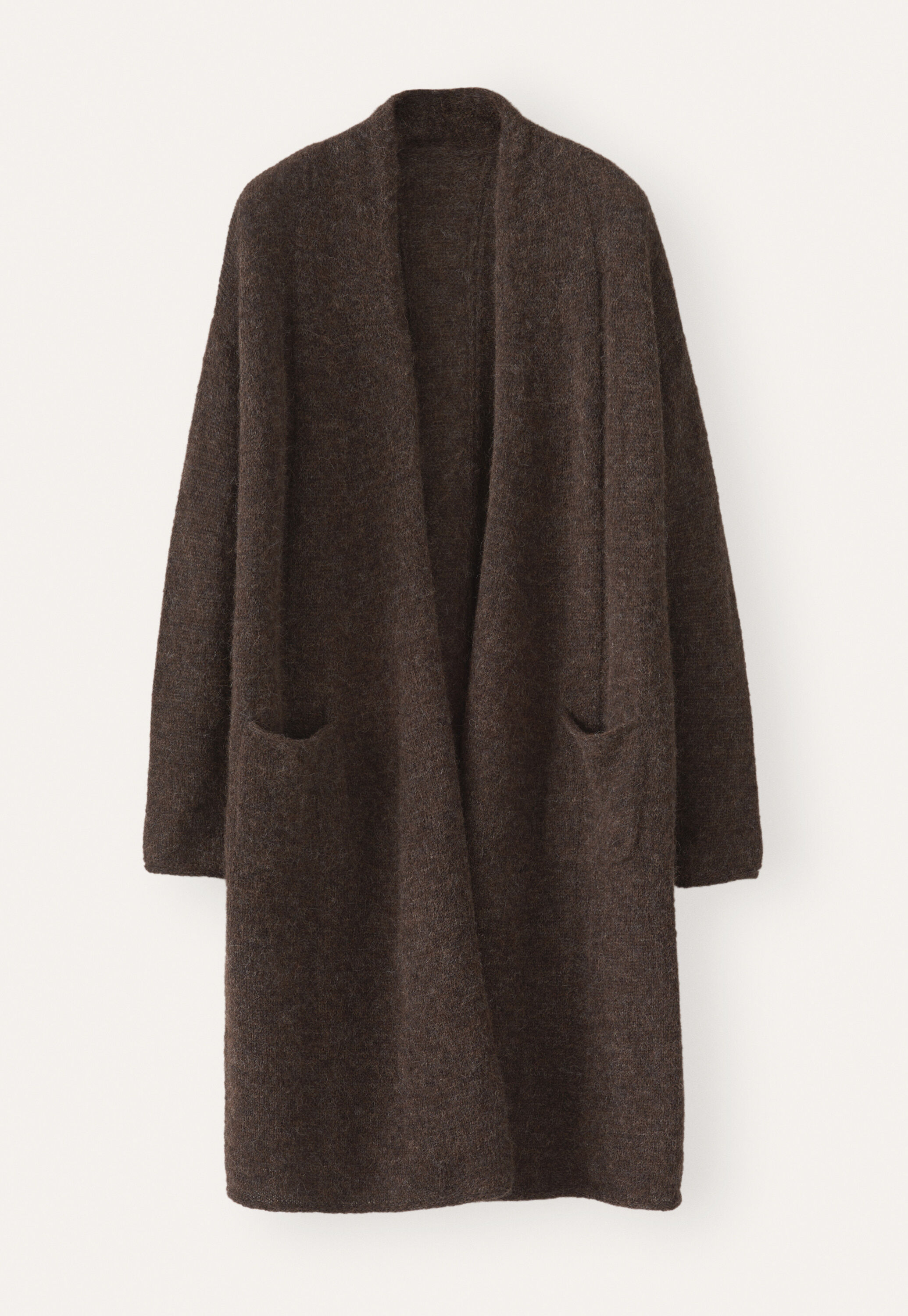 Verschlussloser Cardigan, Dunkelbraun, large