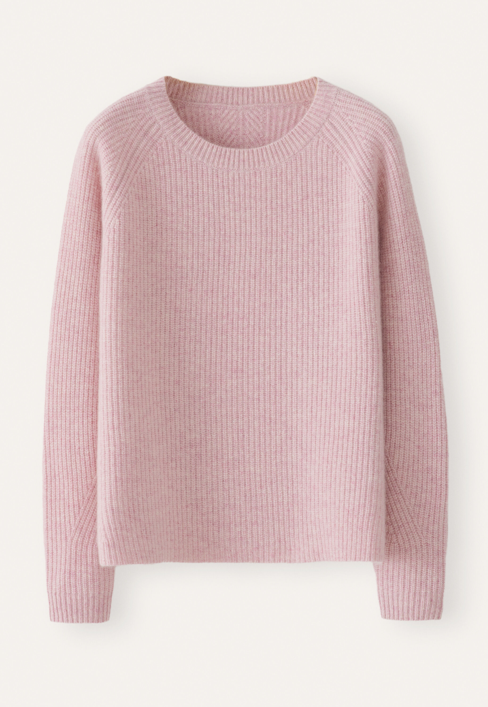 Gerippter Pullover mit Rundhalsausschnitt, Zartes Orchideenrosa, large