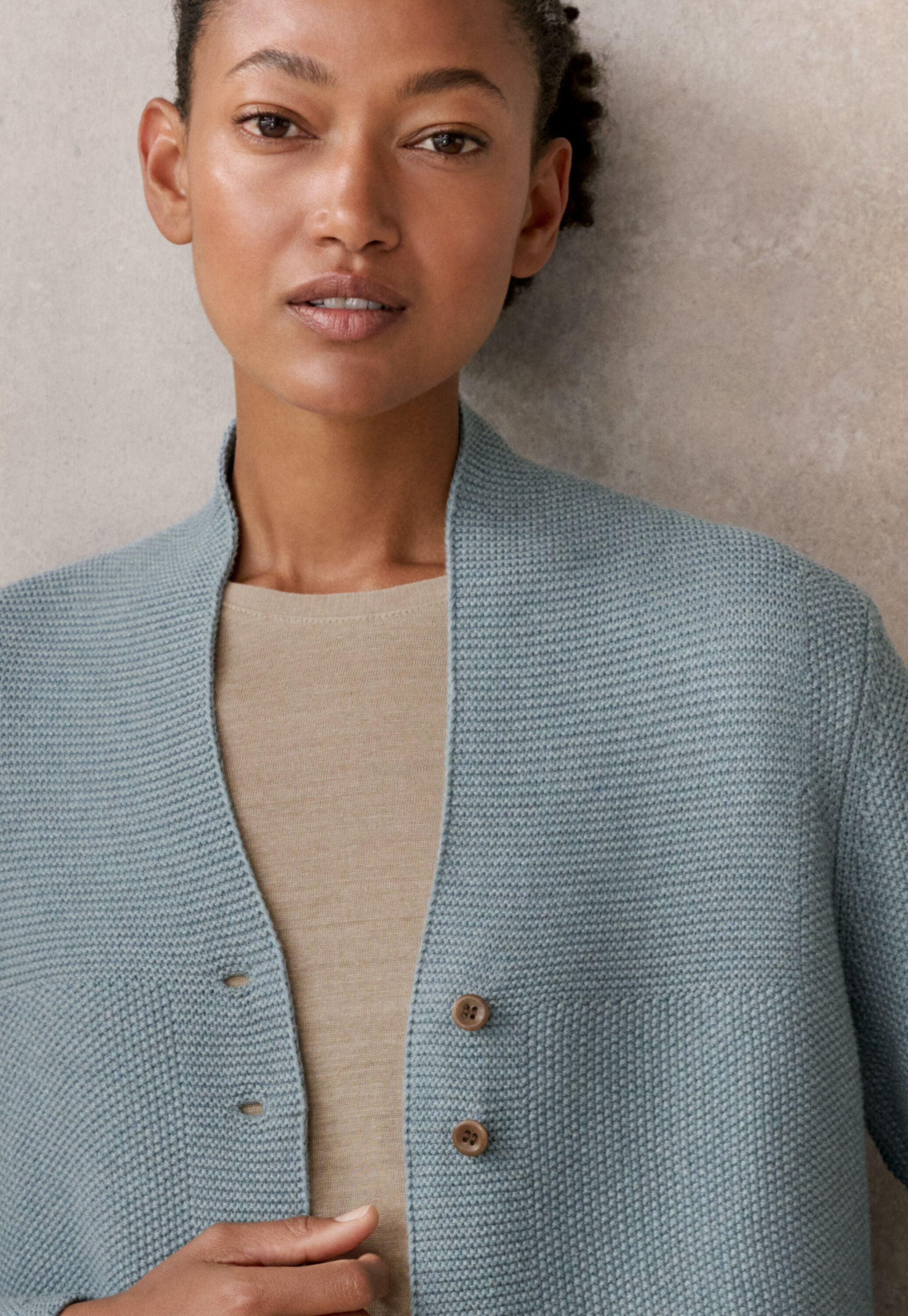 Cardigan mit Knopfleiste, Aqua/Denim, large