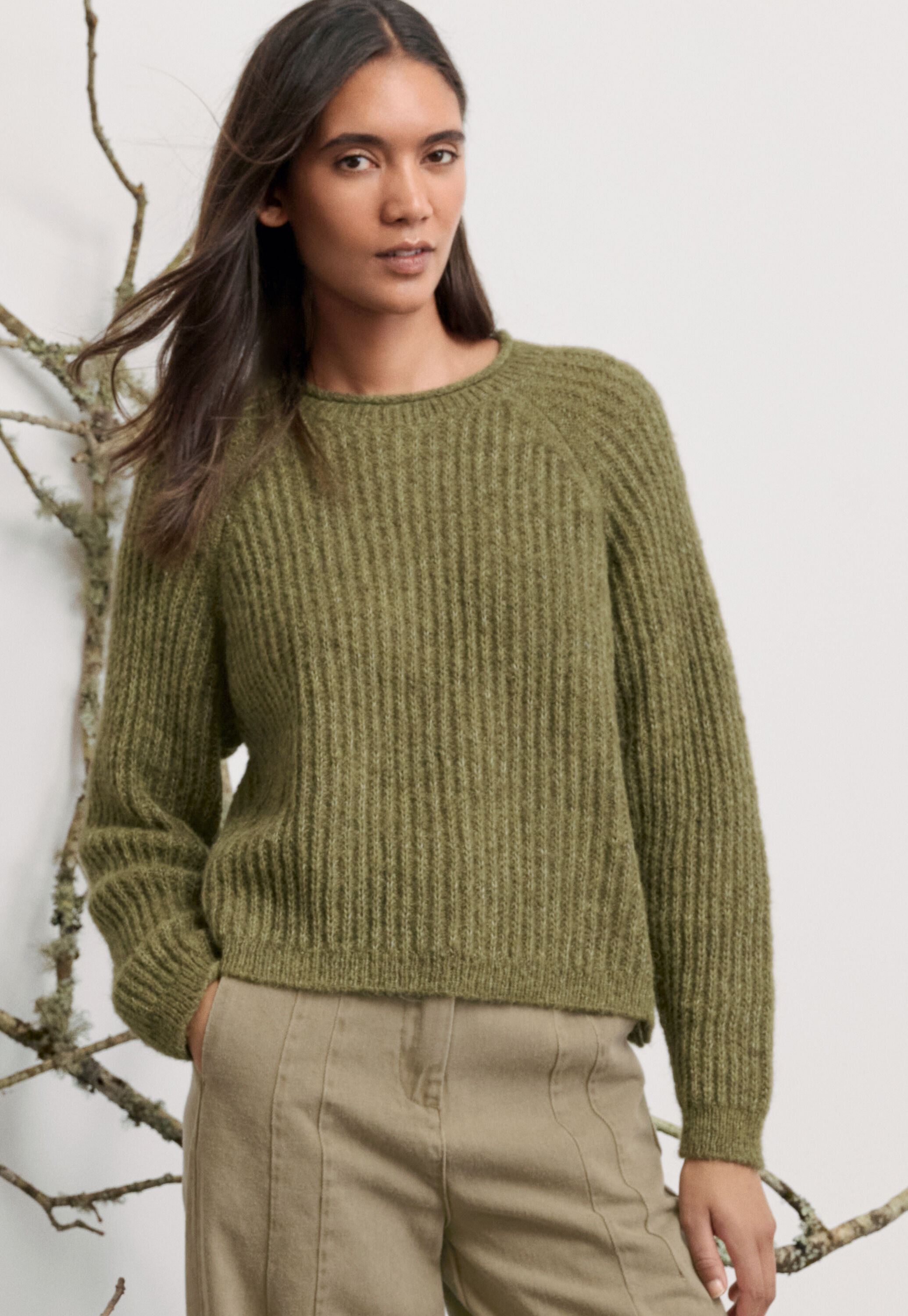 Ripppullover mit Rundhalsausschnitt
