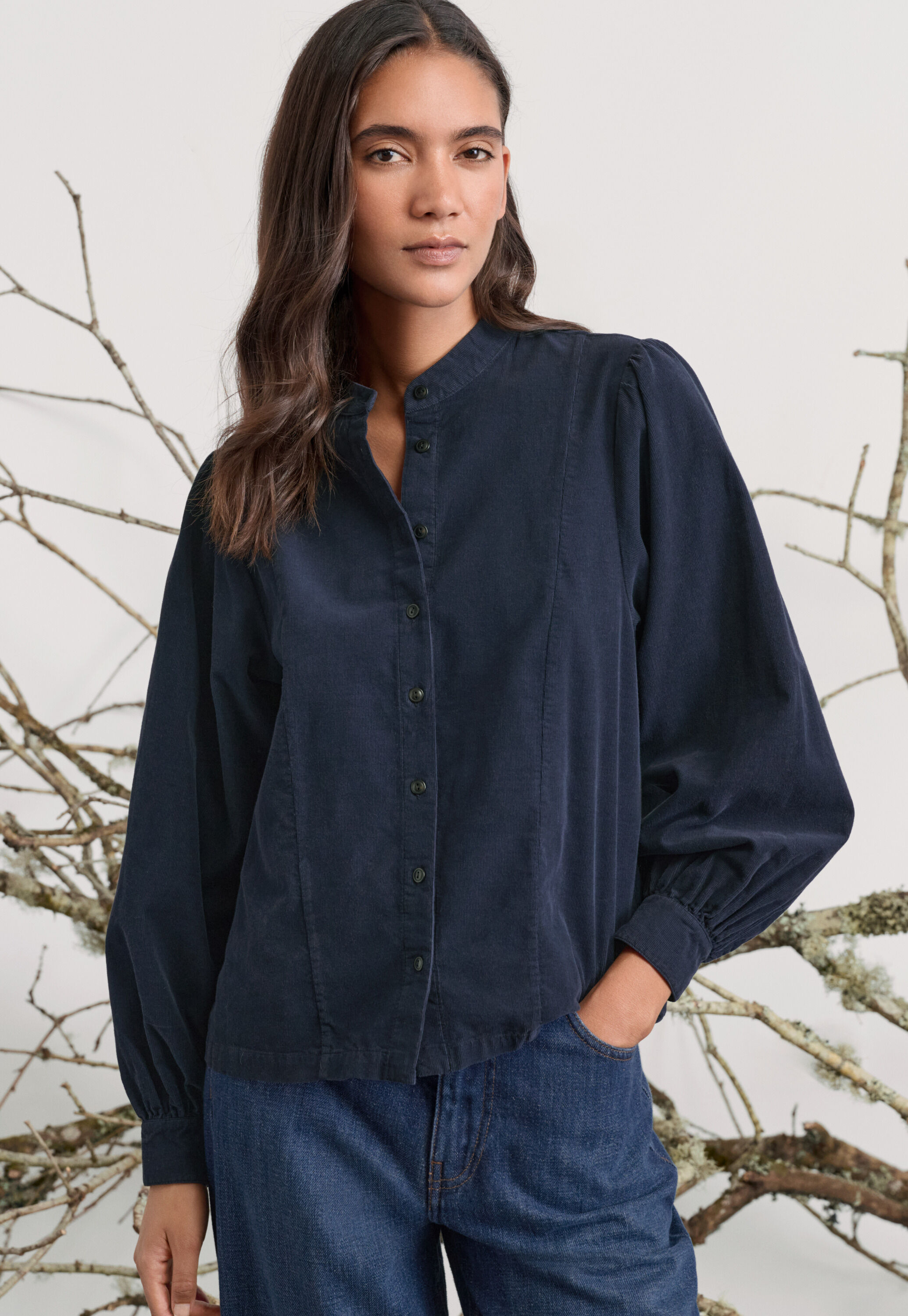 Bluse mit gerafften &Auml;rmeln