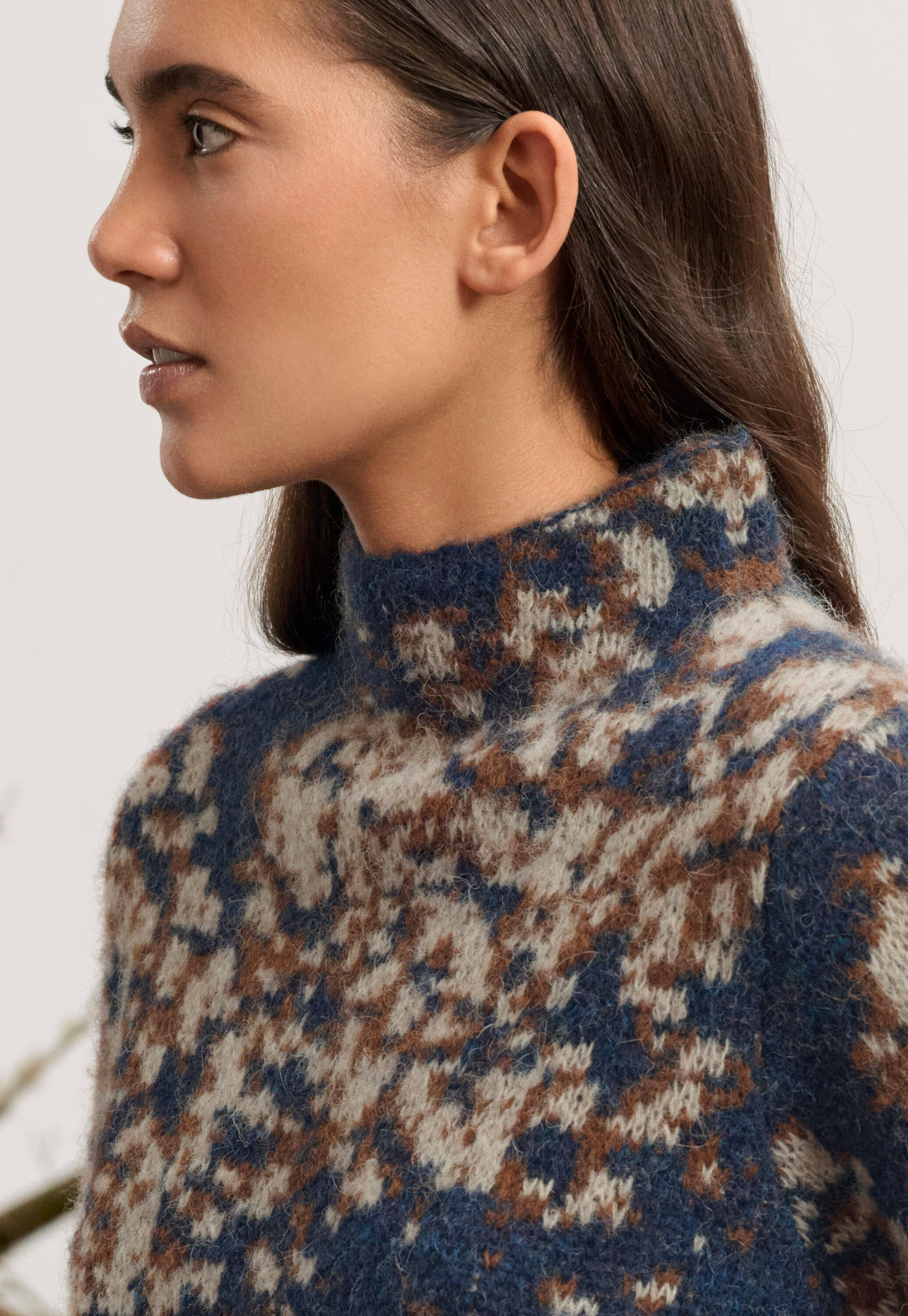 Jacquardpullover, Petrol/Rost, large