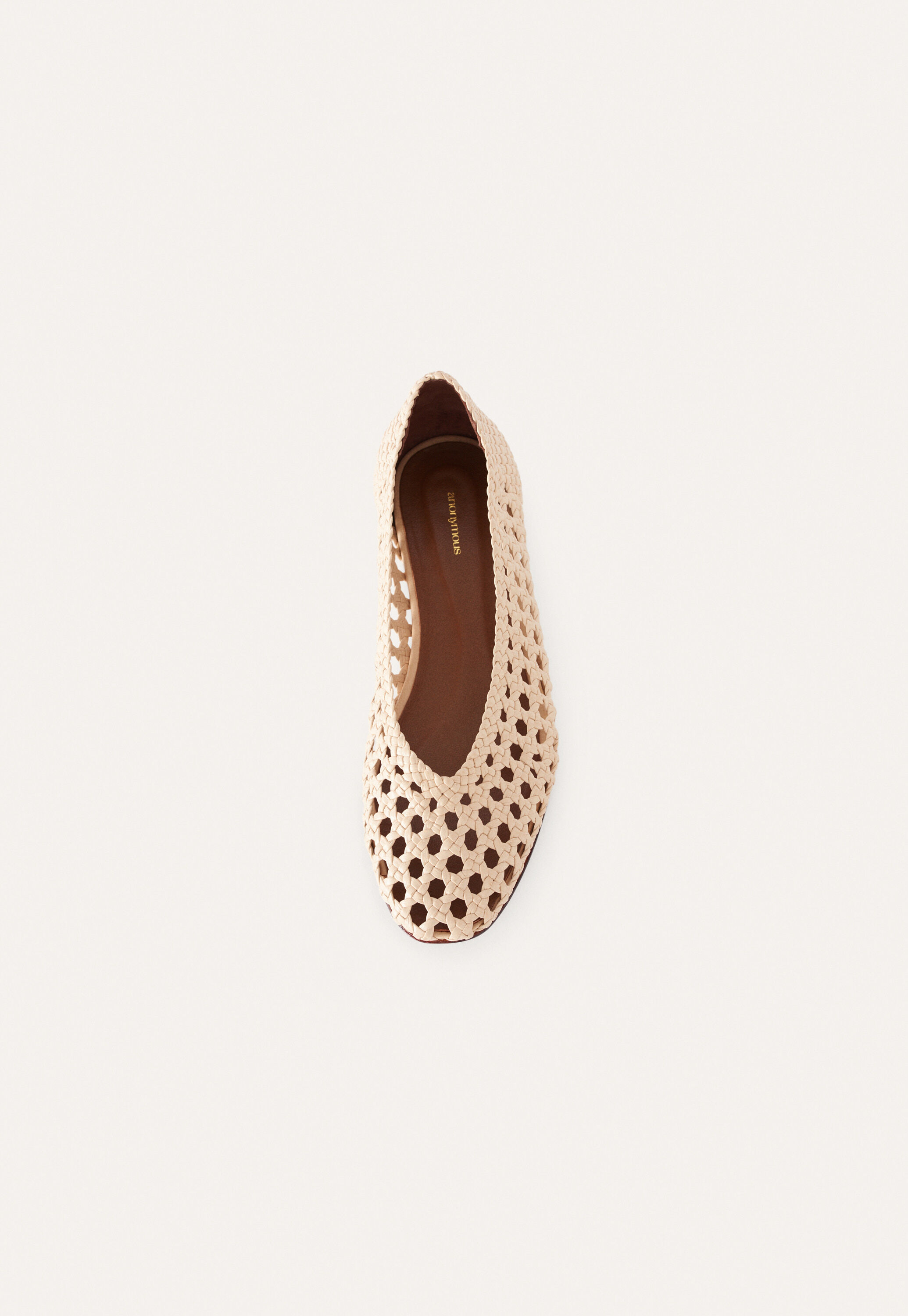 Handgeflochtener Schuh, Creme, large