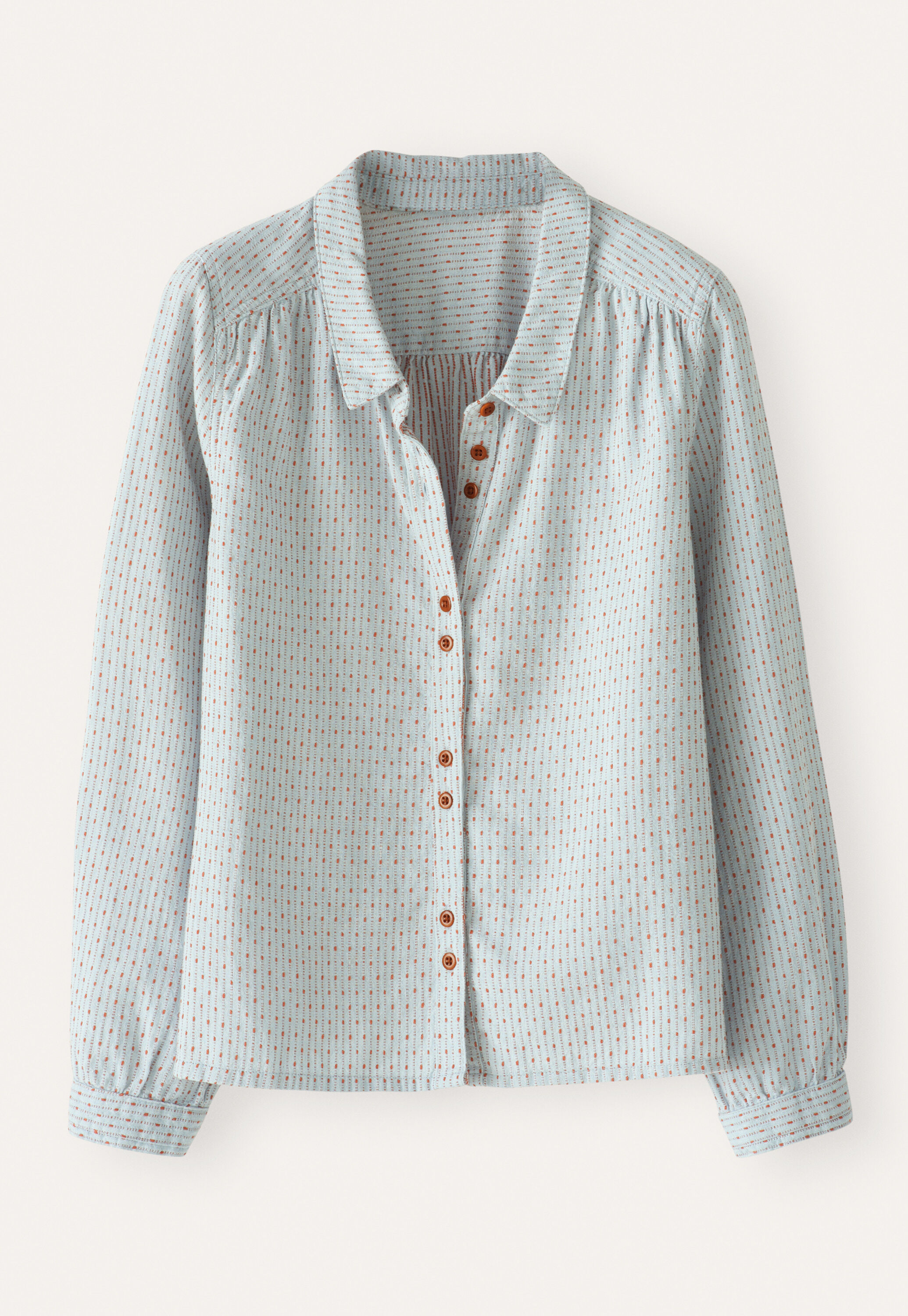 Bluse in Strichmuster-Webung