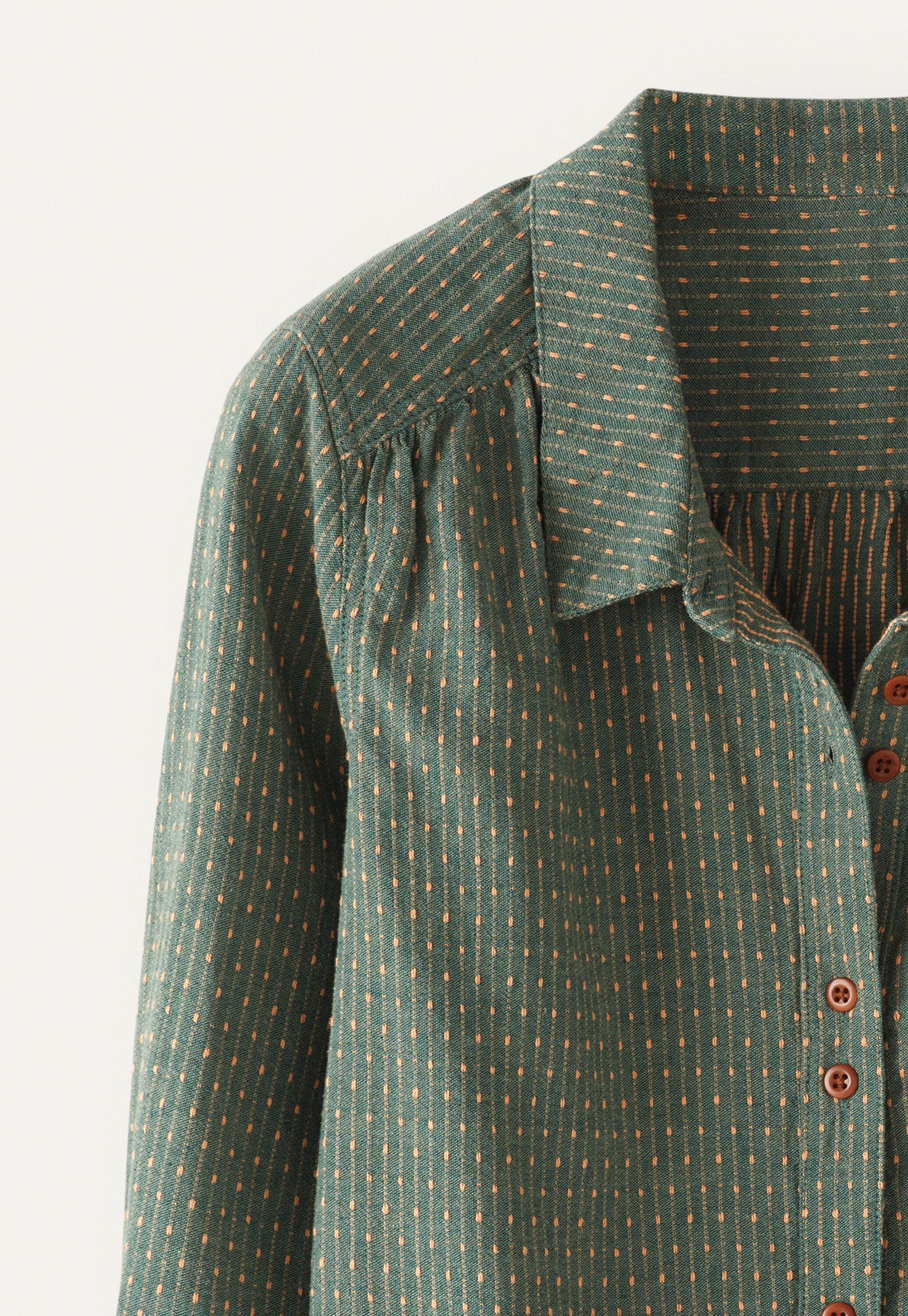 Bluse in Strichmuster-Webung