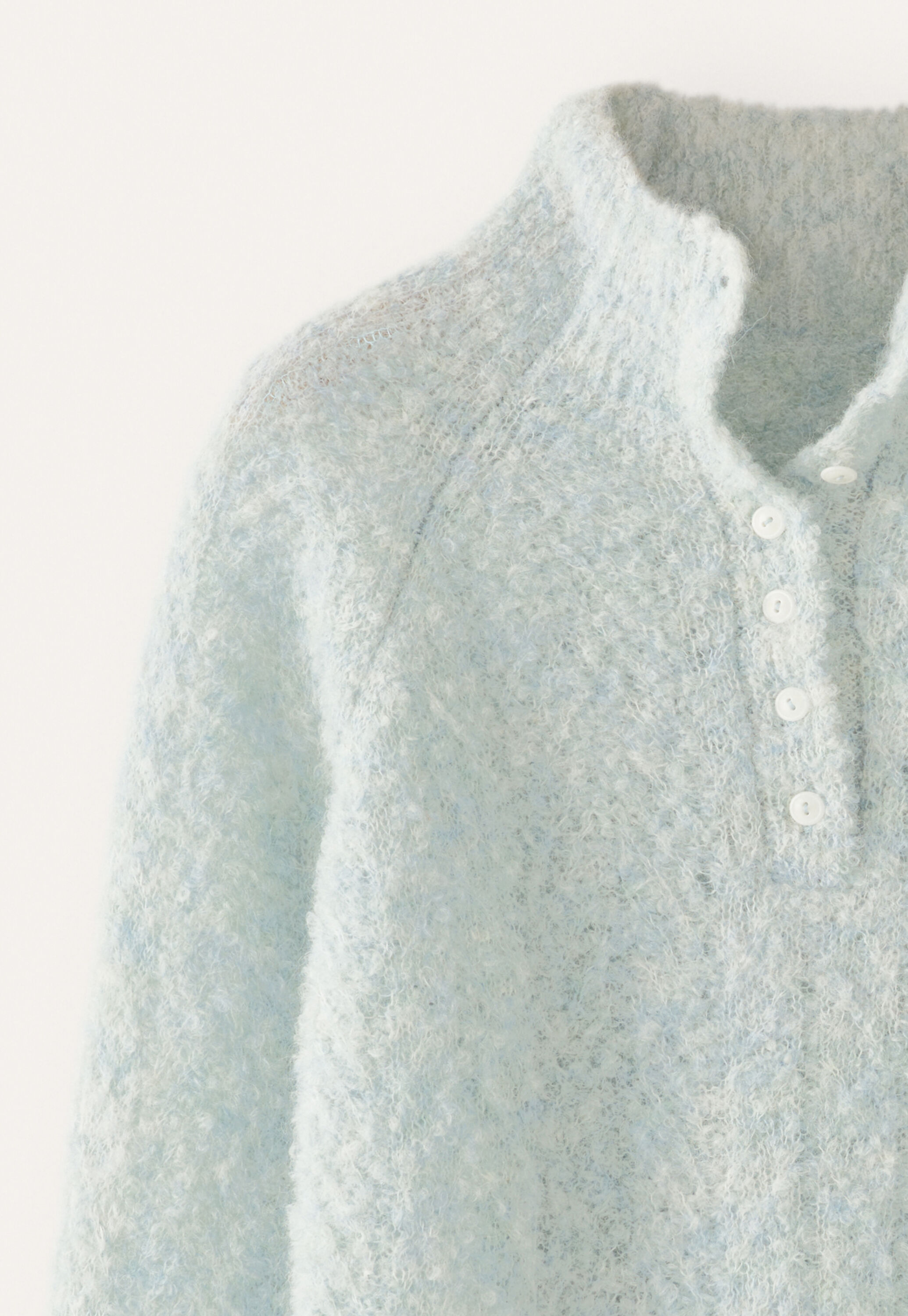 Pullover mit gekn&ouml;pftem Kragen, Blasses Aqua, large