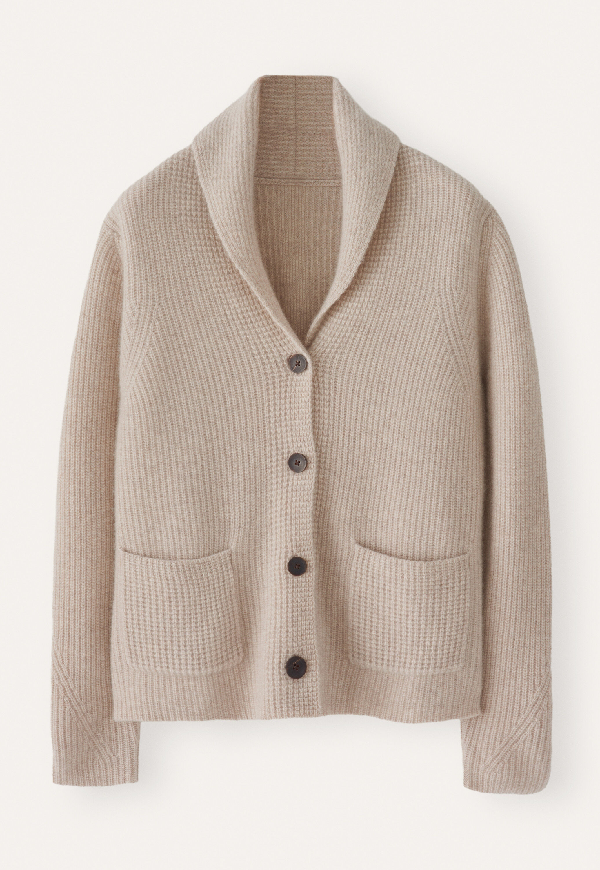 Cardigan mit Schalkragen, Ecru/Rehbraun, large