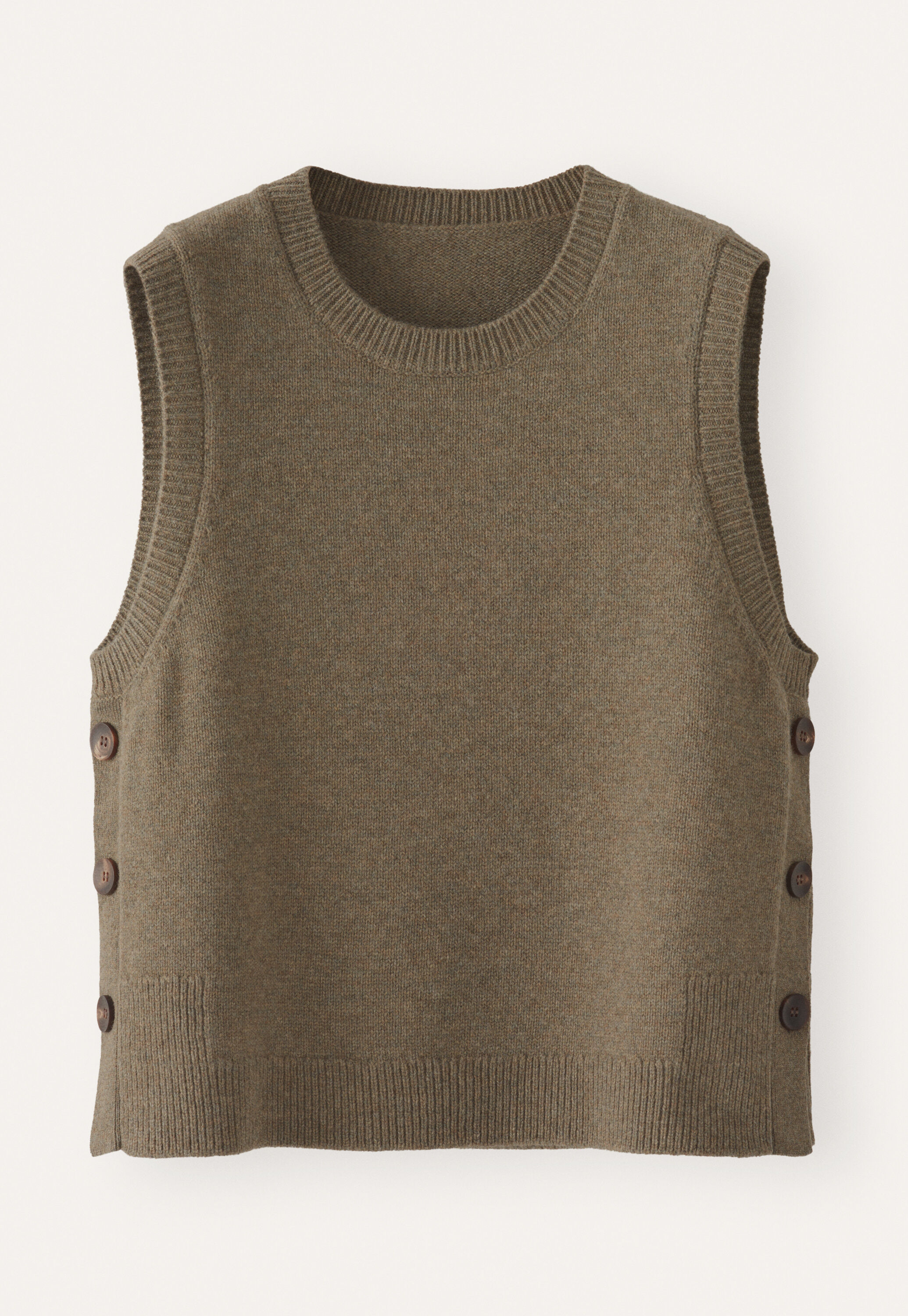 &Auml;rmelloser Pullover, Khaki, large