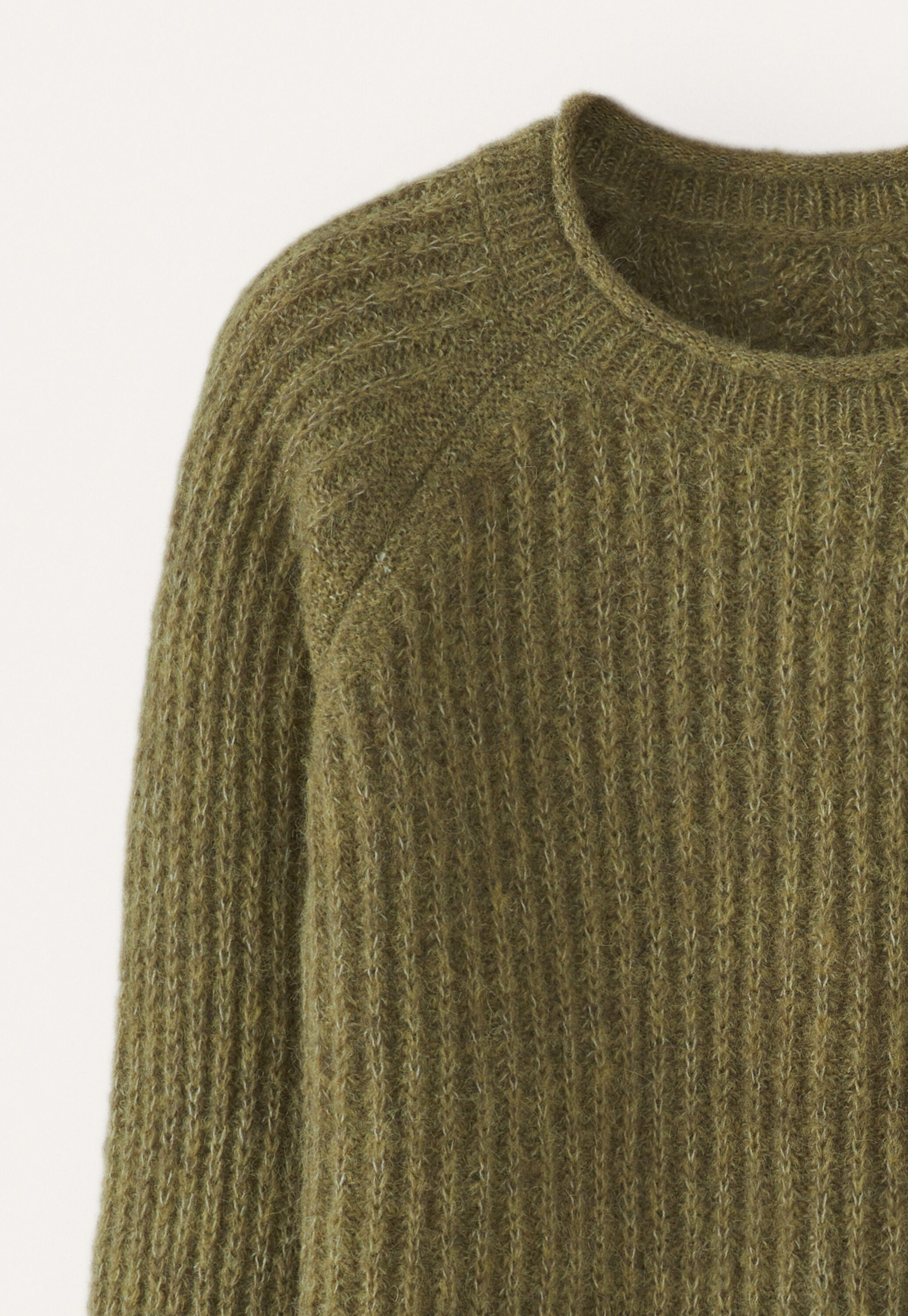 Ripppullover mit Rundhalsausschnitt, Olivgr&uuml;n, large