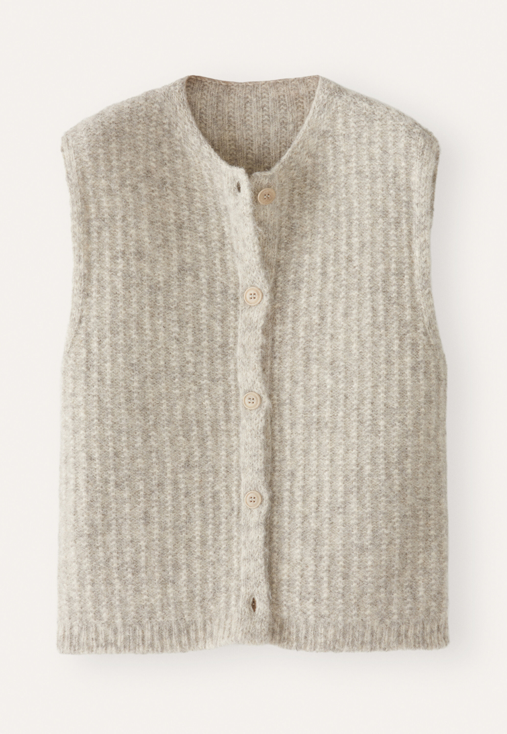 &Auml;rmelloser Cardigan, Blasses Grau, large