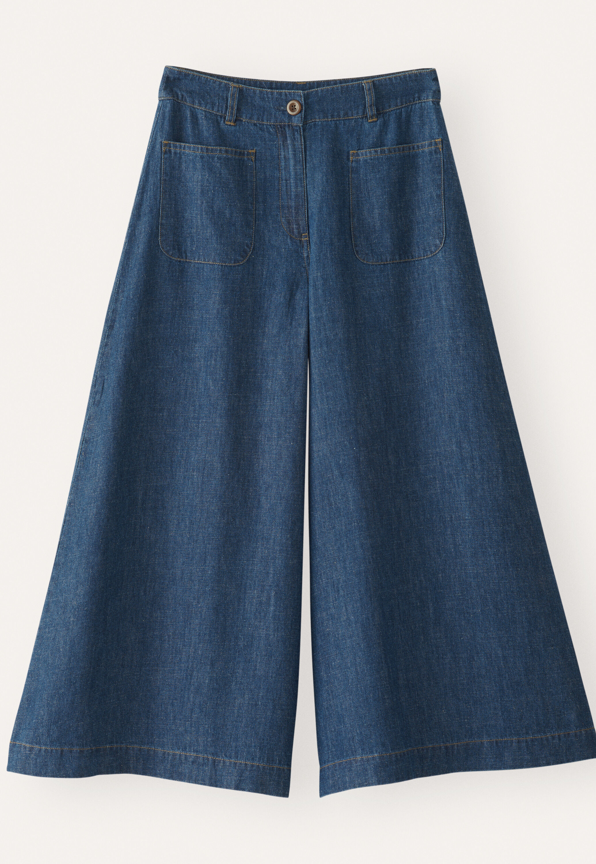 Indigo-gef&auml;rbte Culotte, Dunkles Denimblau, large