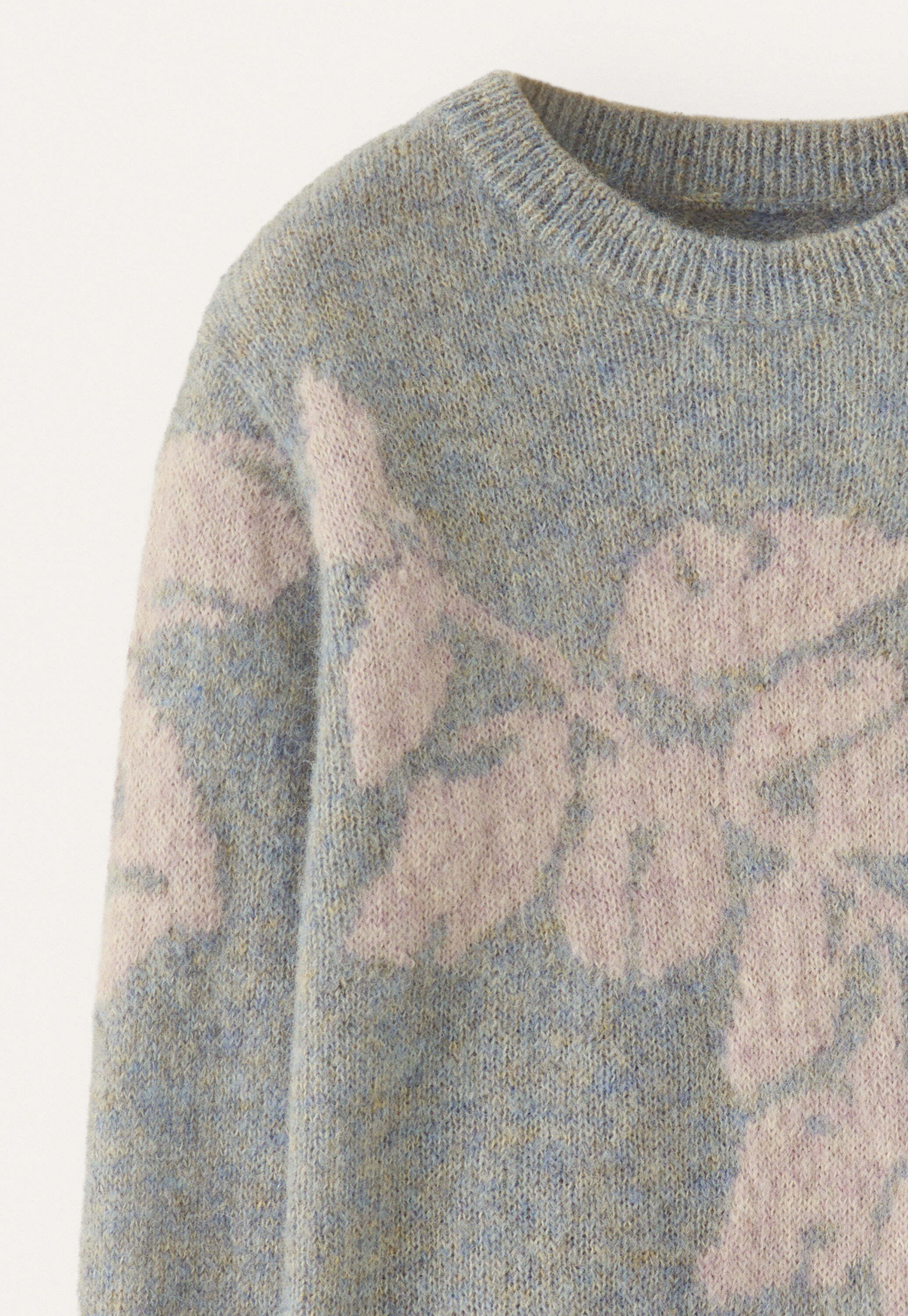 Intarsien-Pullover, Frostiger Lavendel, large