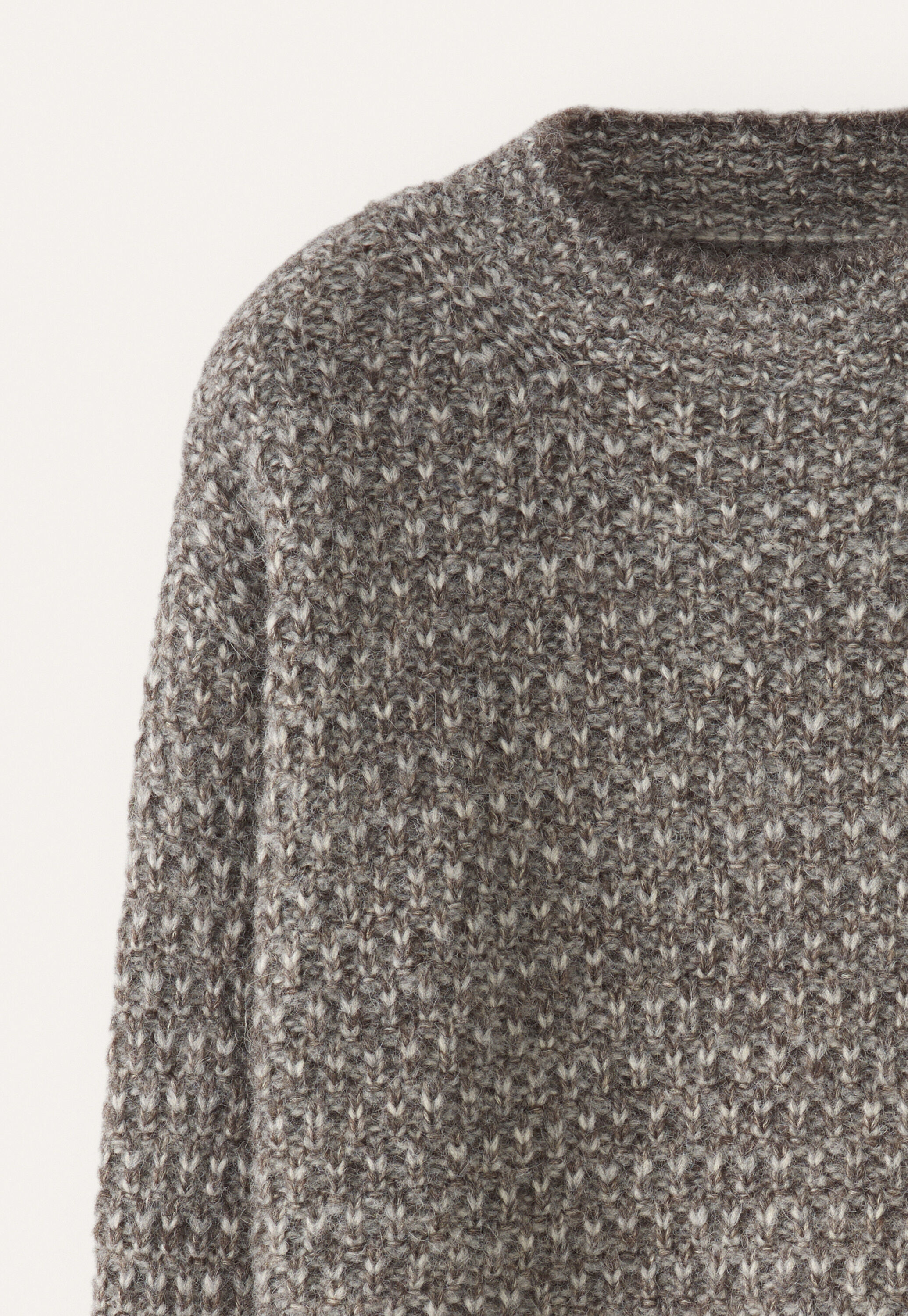 Gemusterter Strickpullover, Graubraun, large