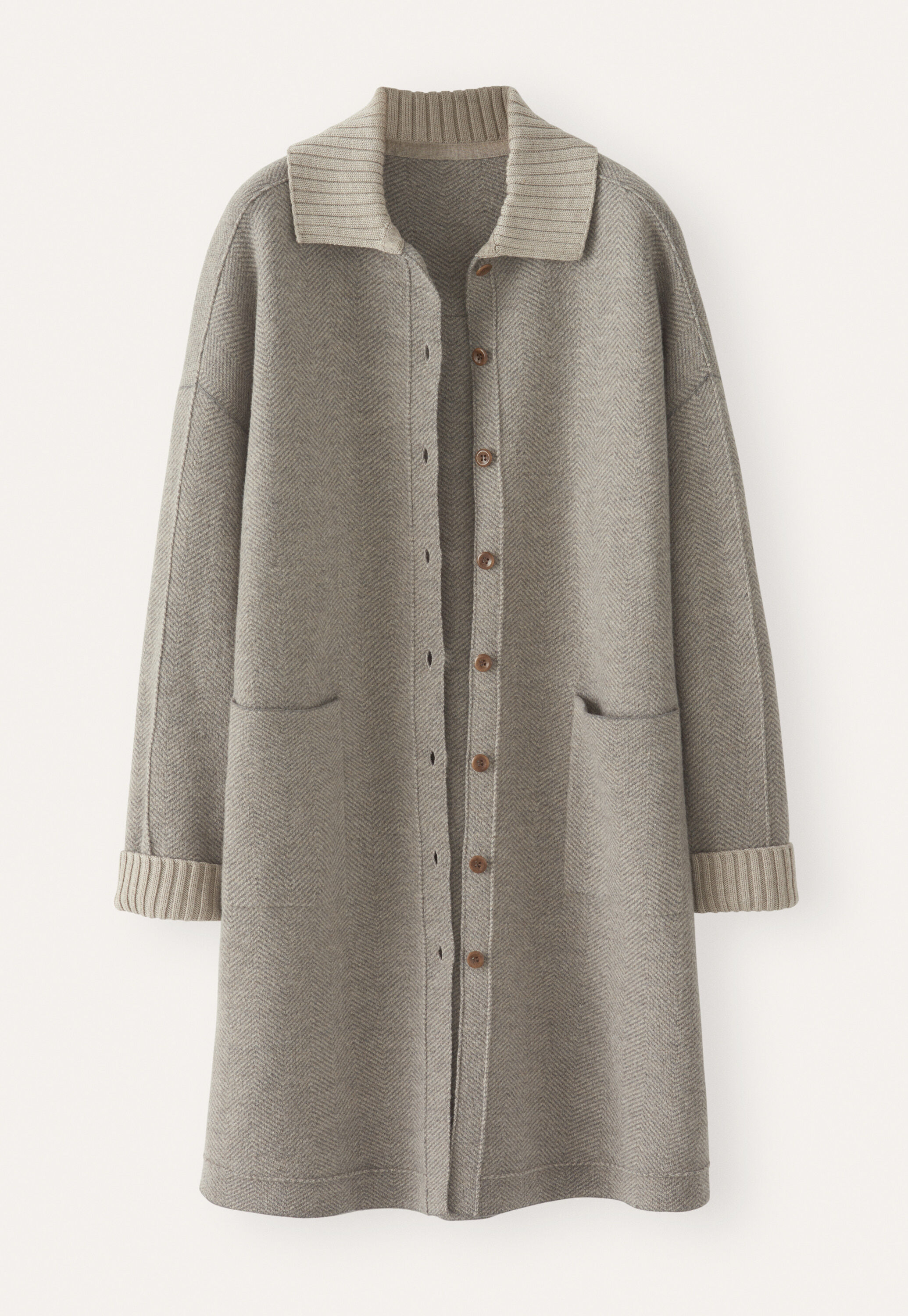 Wollwalk-Coatigan, Taupe/Rehbraun, large