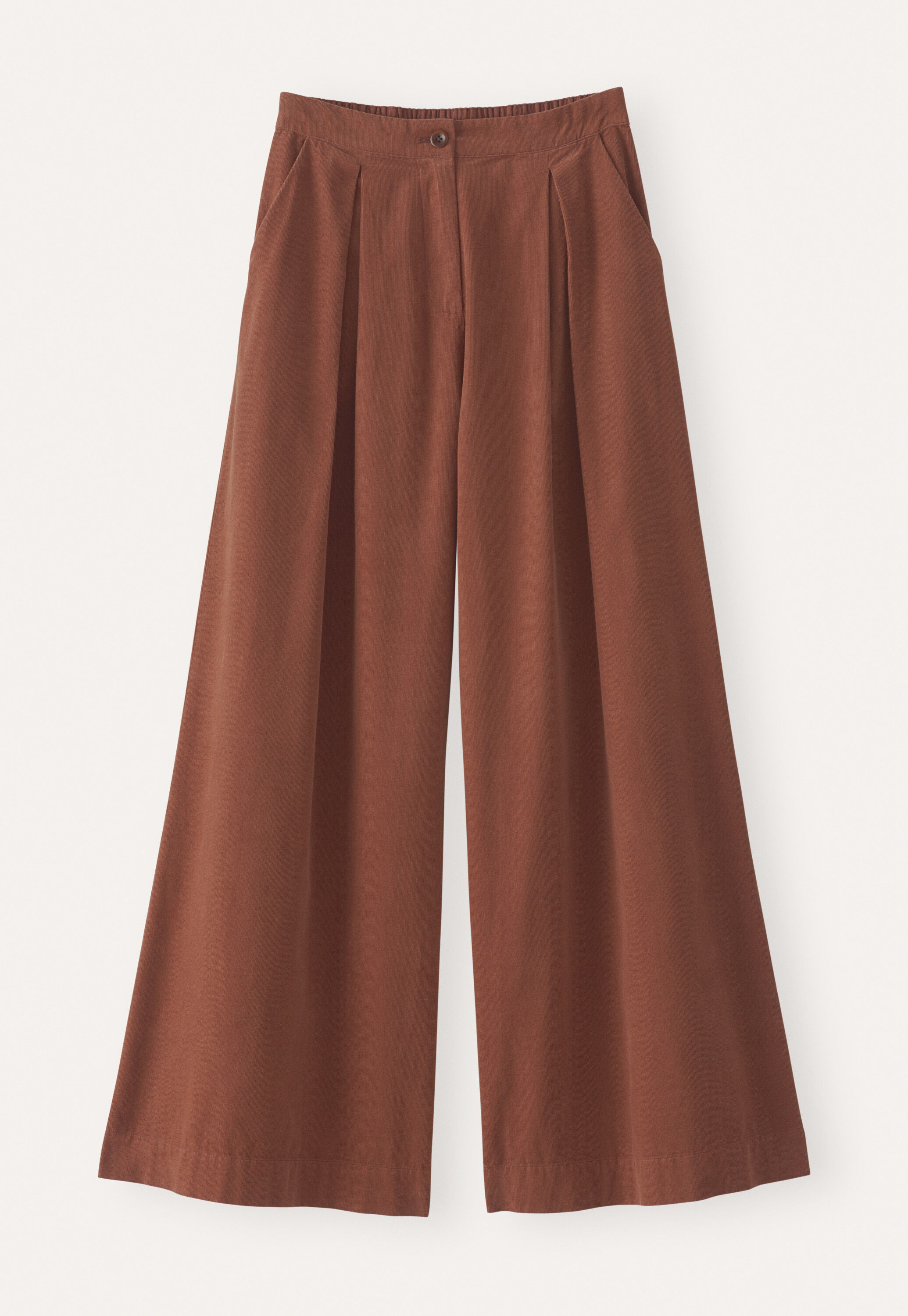 Weitbeinige Hose aus Feincord, Dunkles Rouge, large