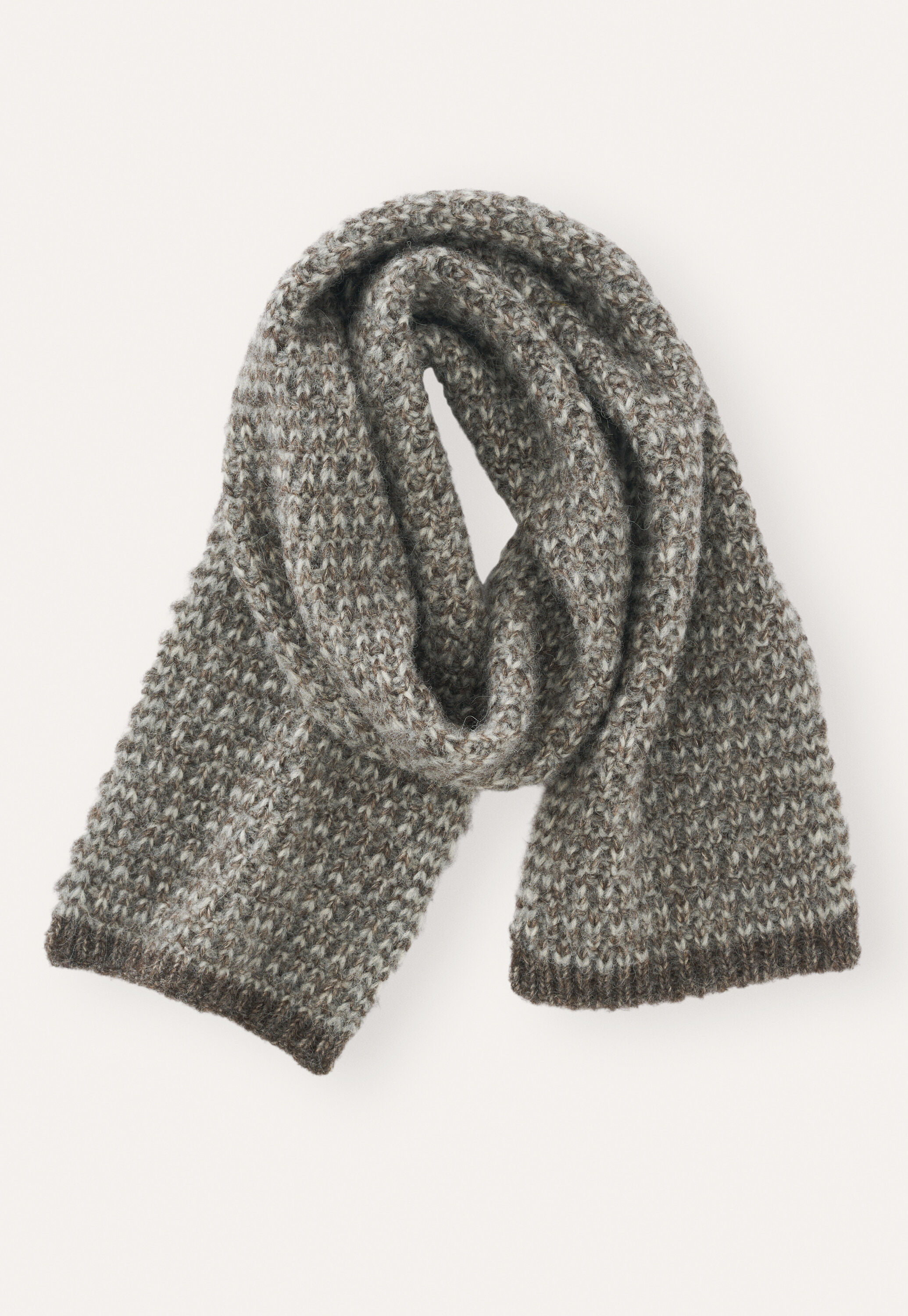Gemusterter Schal, Grau/Braun, large