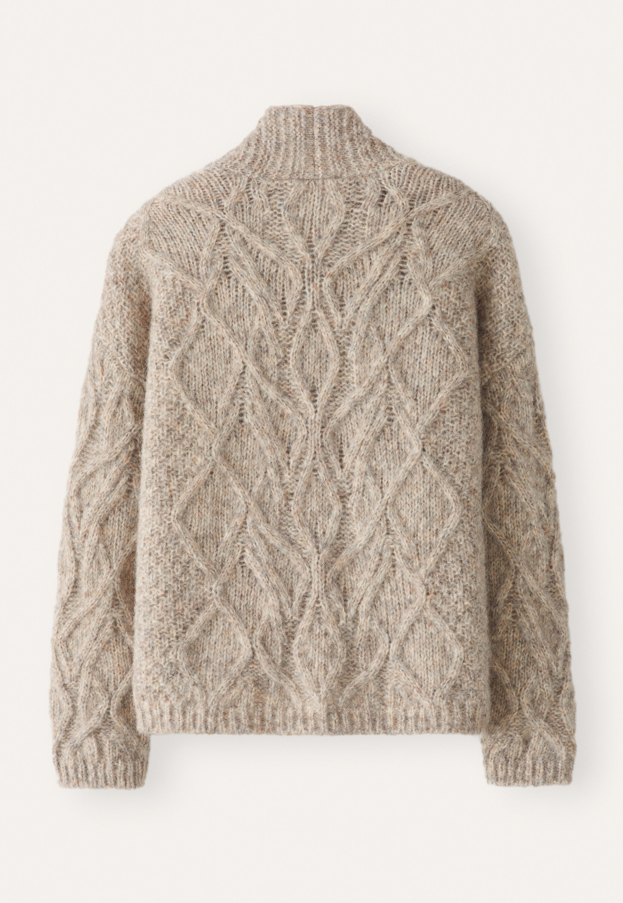 Zopfmuster-Cardigan, Rehbraun-Grau, large