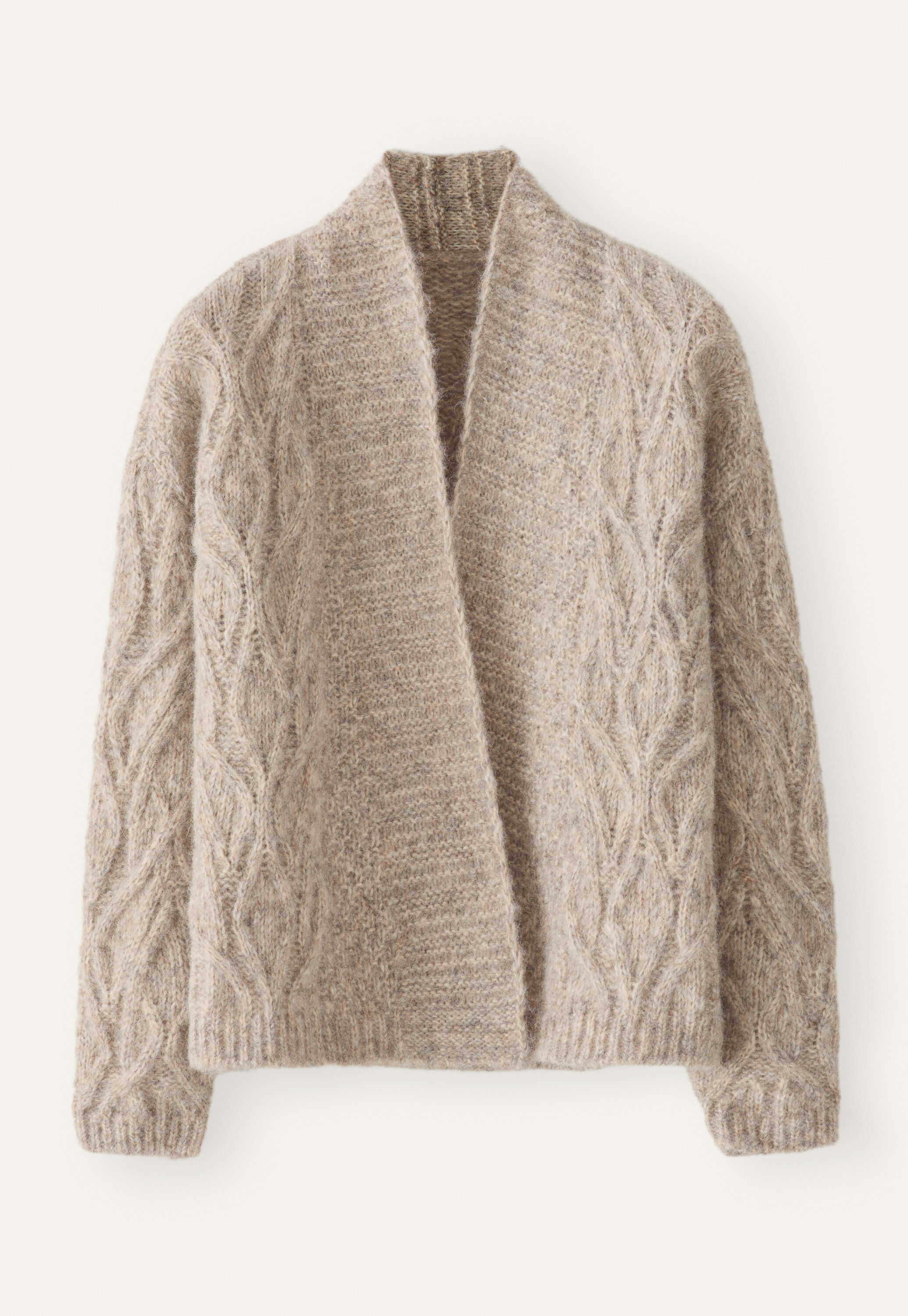 Zopfmuster-Cardigan, Rehbraun-Grau, large
