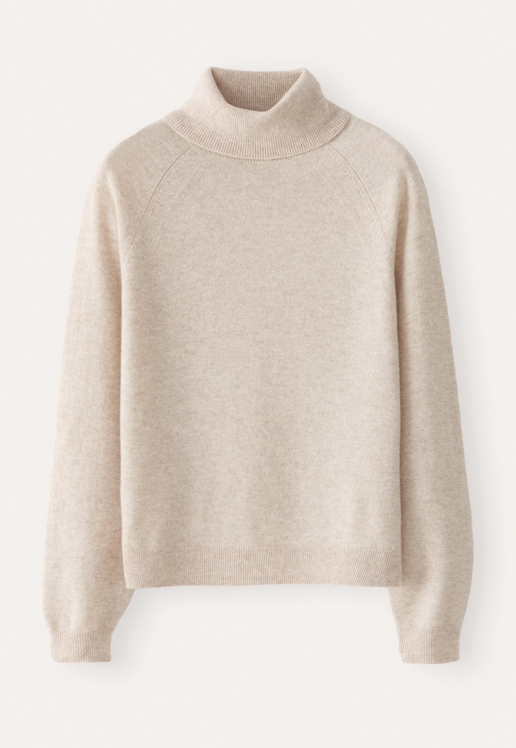 Rollkragenpullover, Ecru/Rehbraun, large