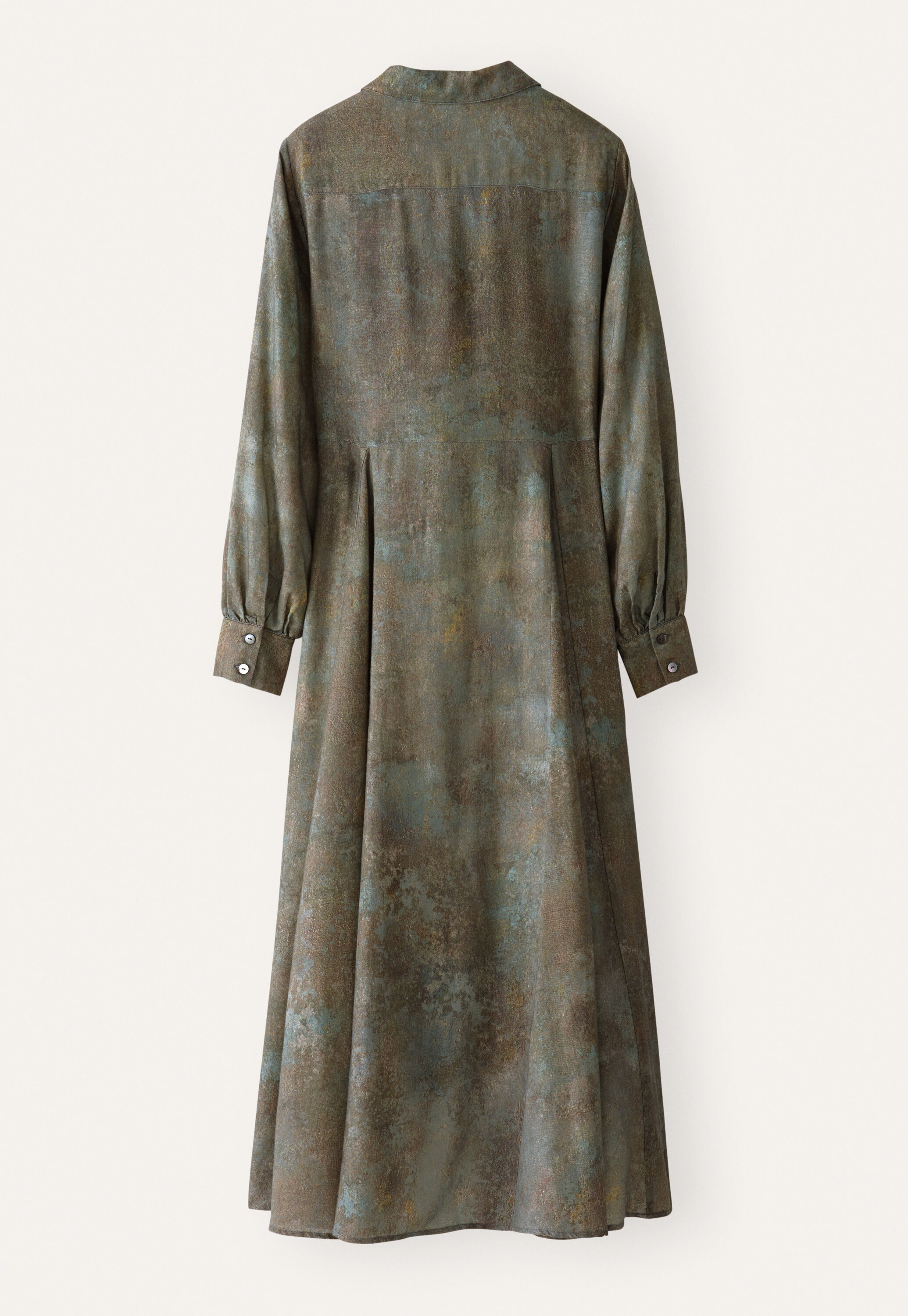 Kleid mit ausgestelltem Saum, Salbeigrau, large