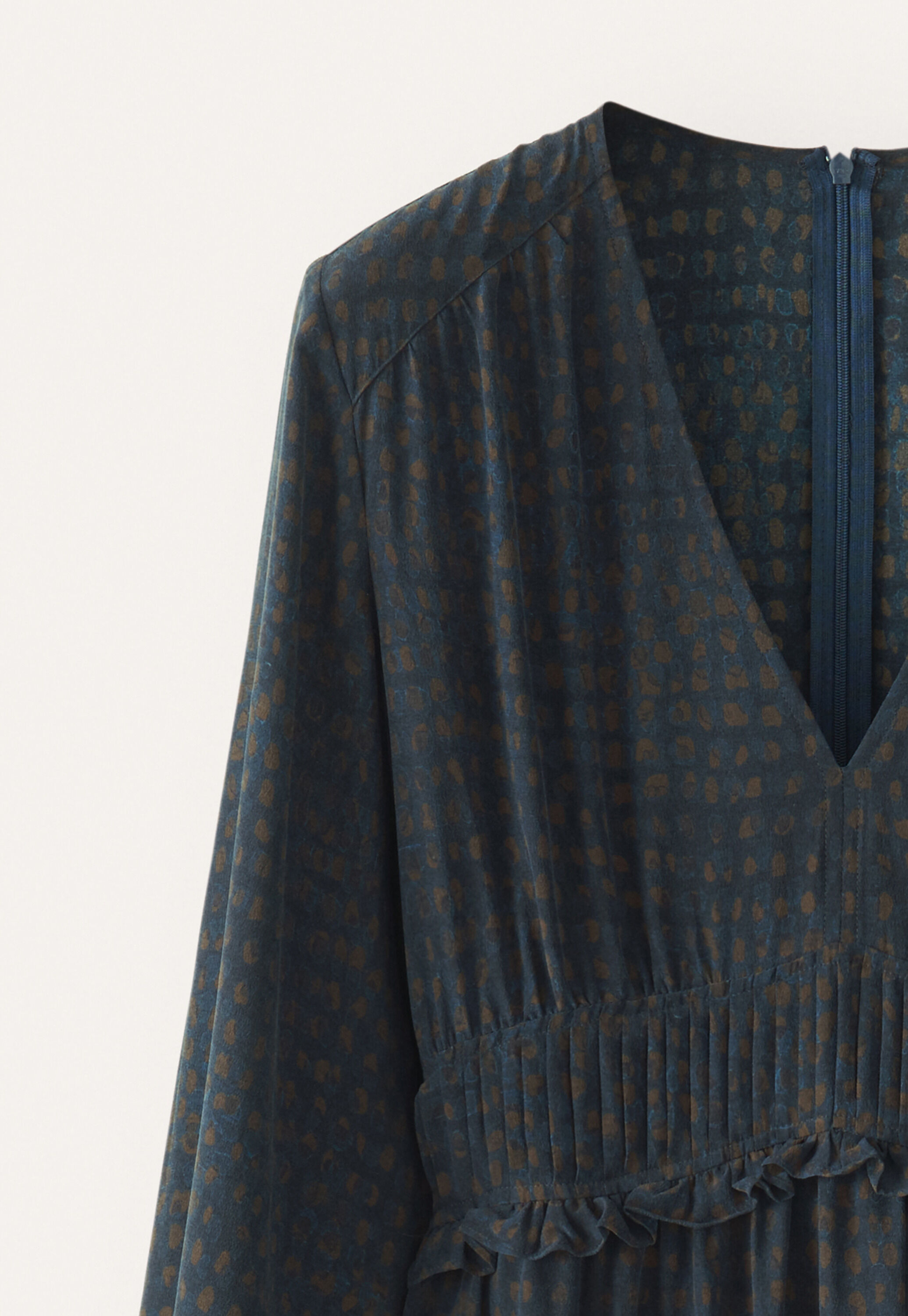 Kleid mit Faltendetail, Aquamarin-Braun, large