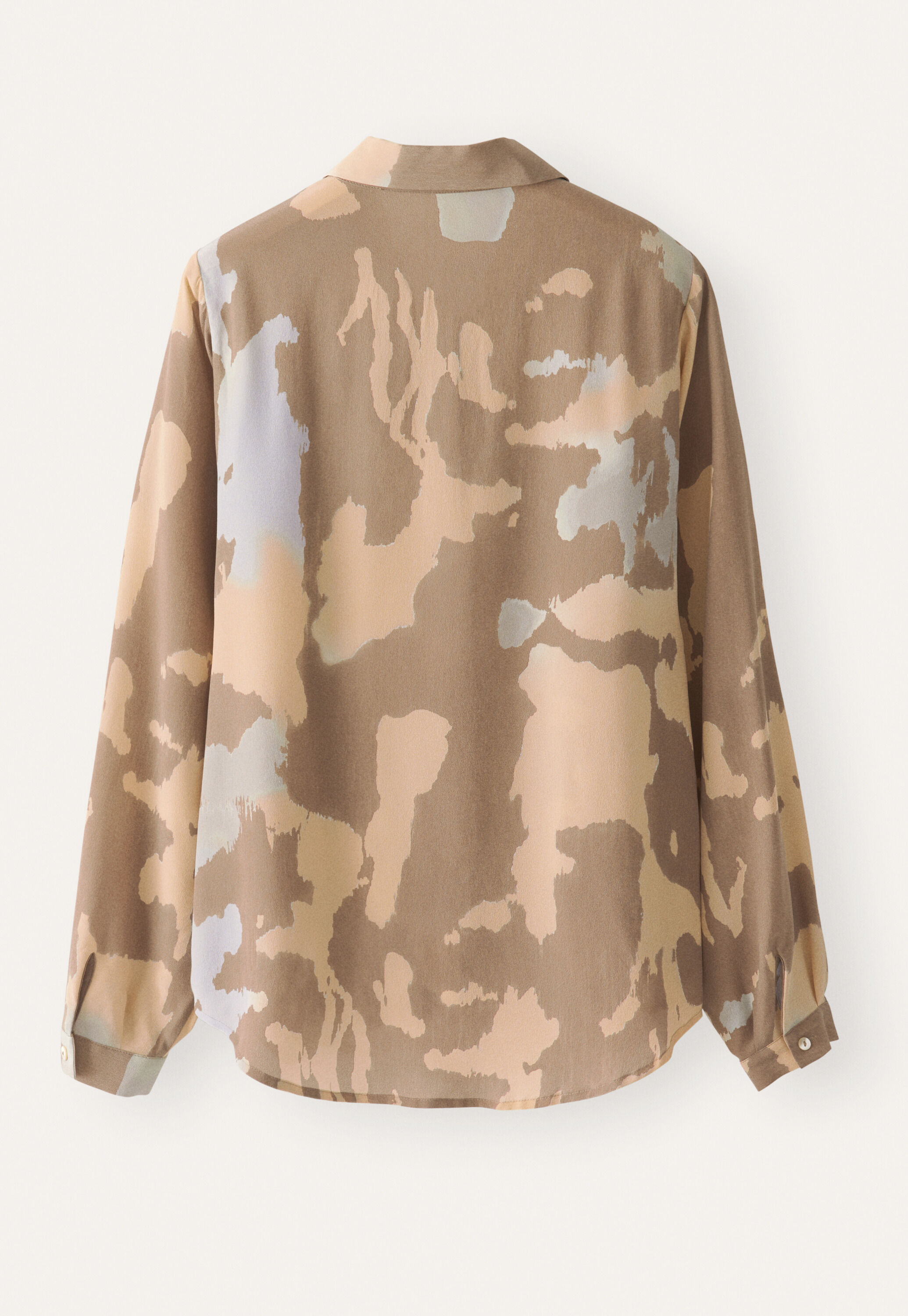 Bedruckte Bluse mit Falten, Taupe/Sand, large