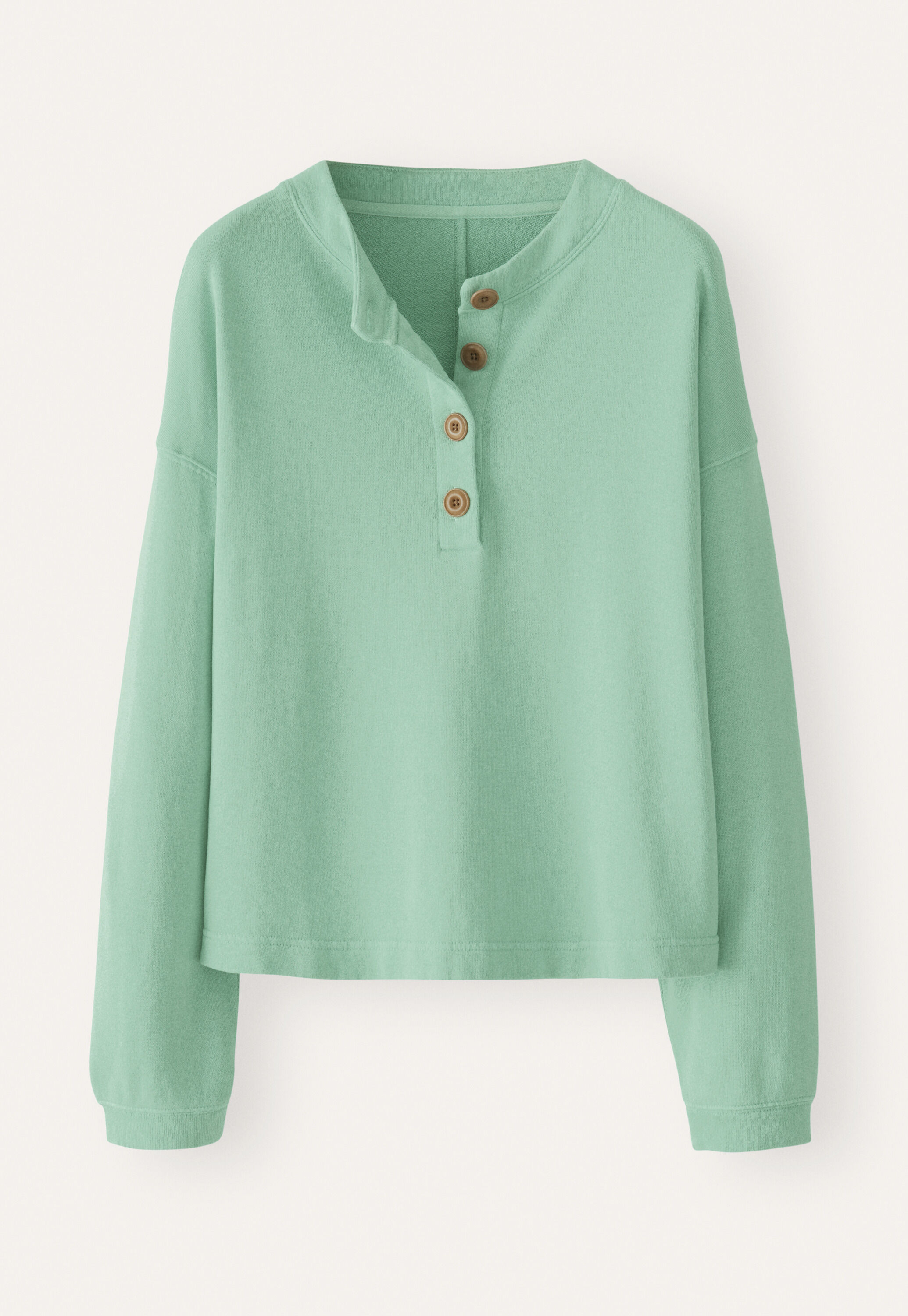 Jersey-Oberteil mit Knopfleiste, Aqua-Jade, large