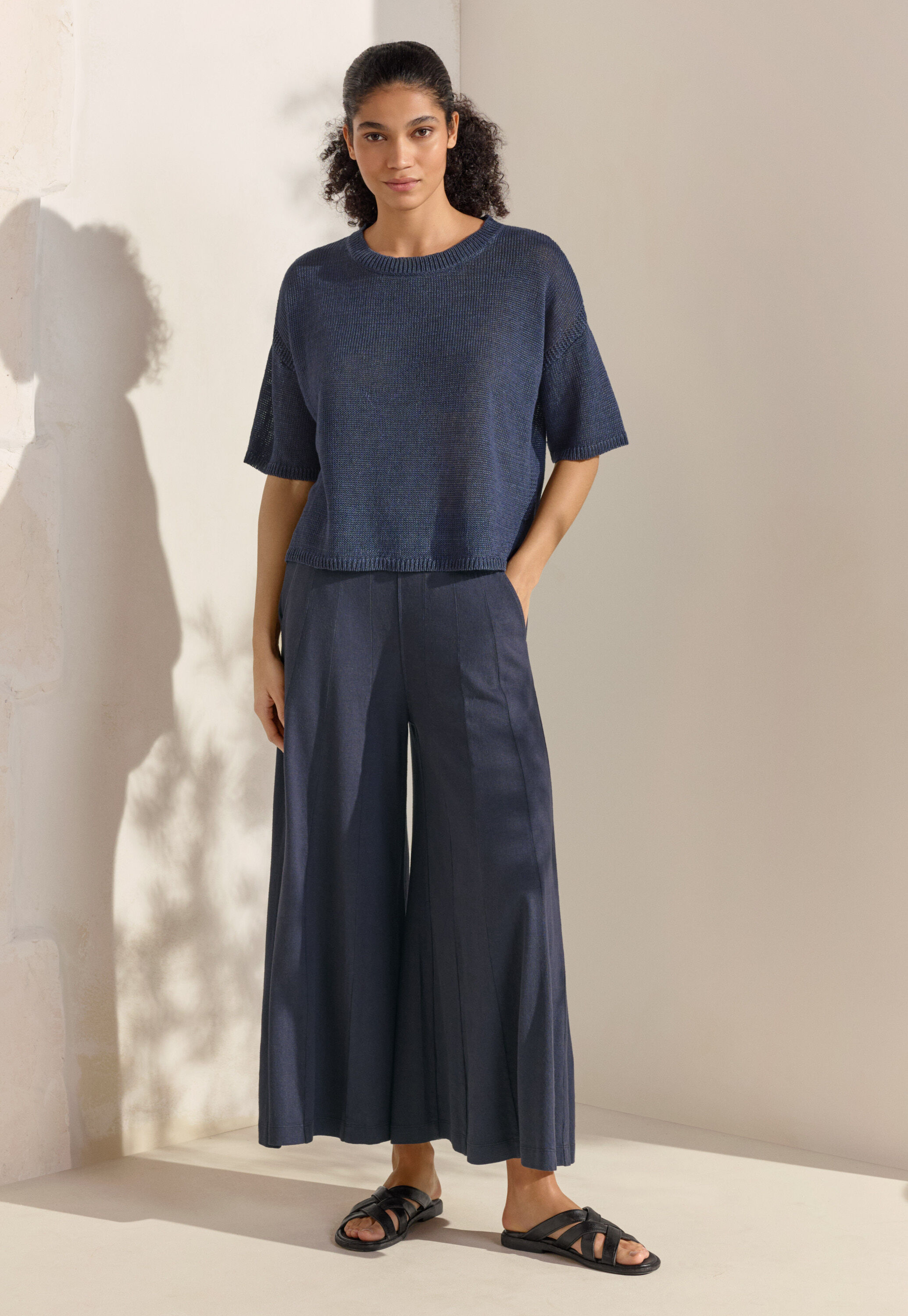 Weitbeinige Jersey-Hose