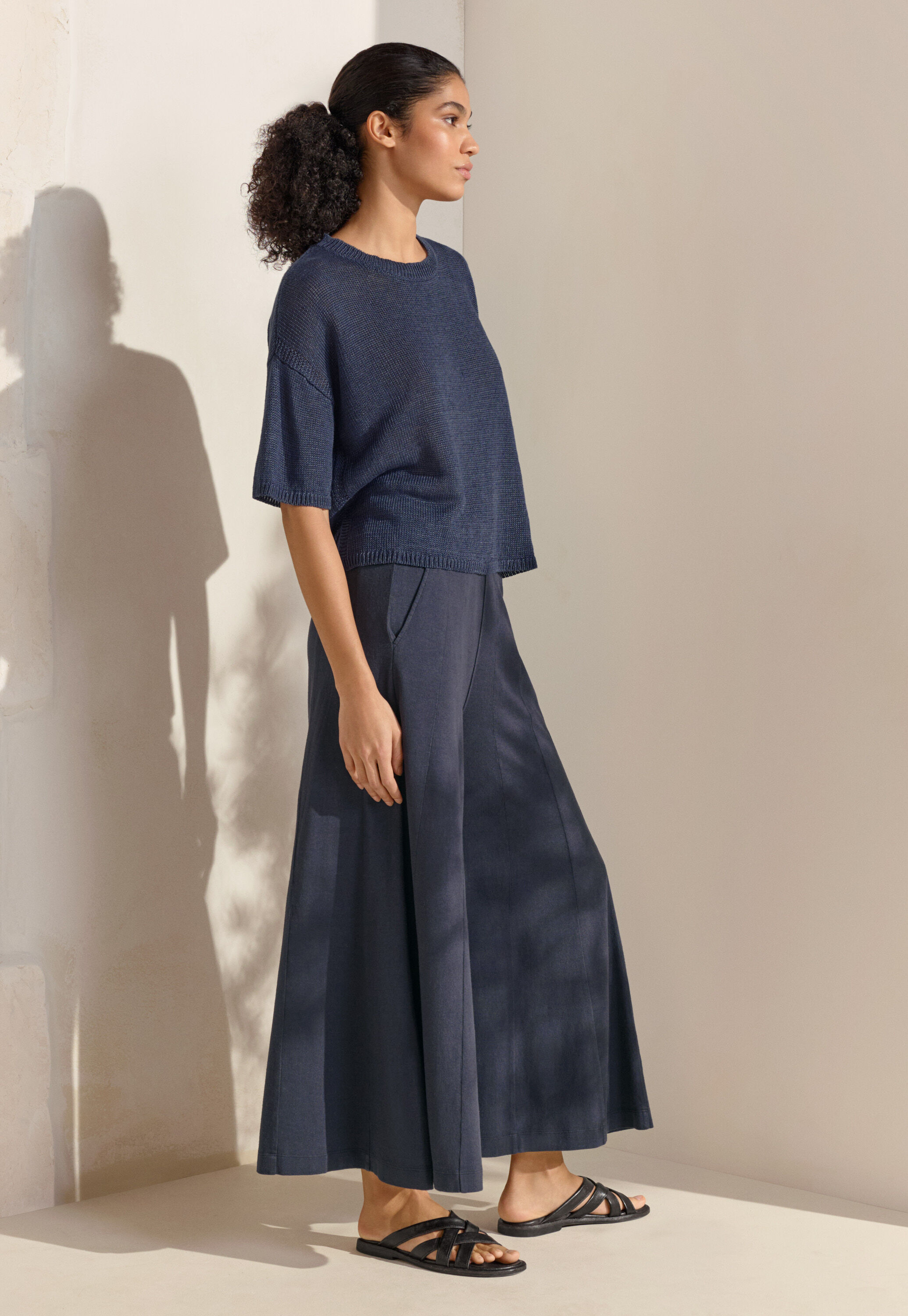 Weitbeinige Jersey-Hose