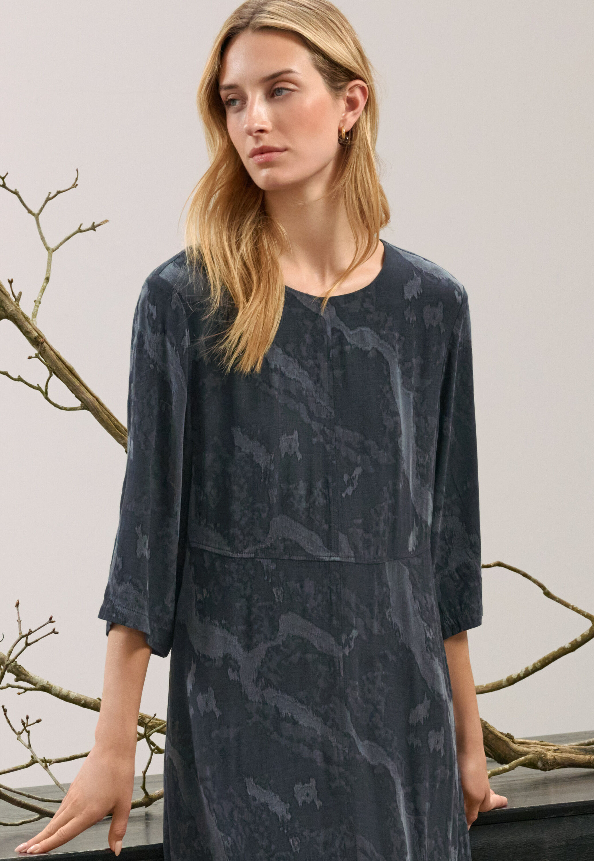 Jacquardkleid, Petrol/Schiefer, large