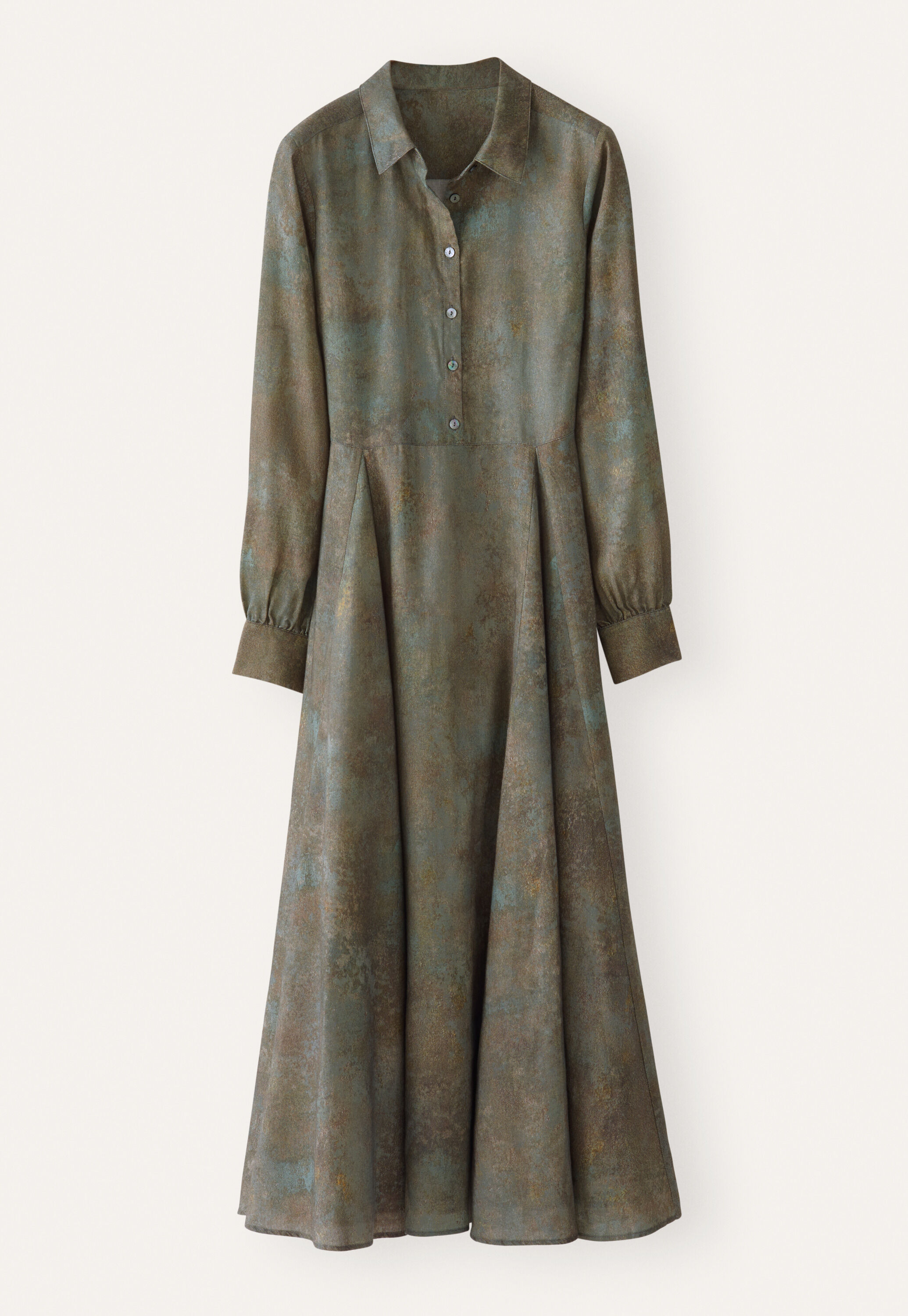 Kleid mit ausgestelltem Saum, Salbeigrau, large