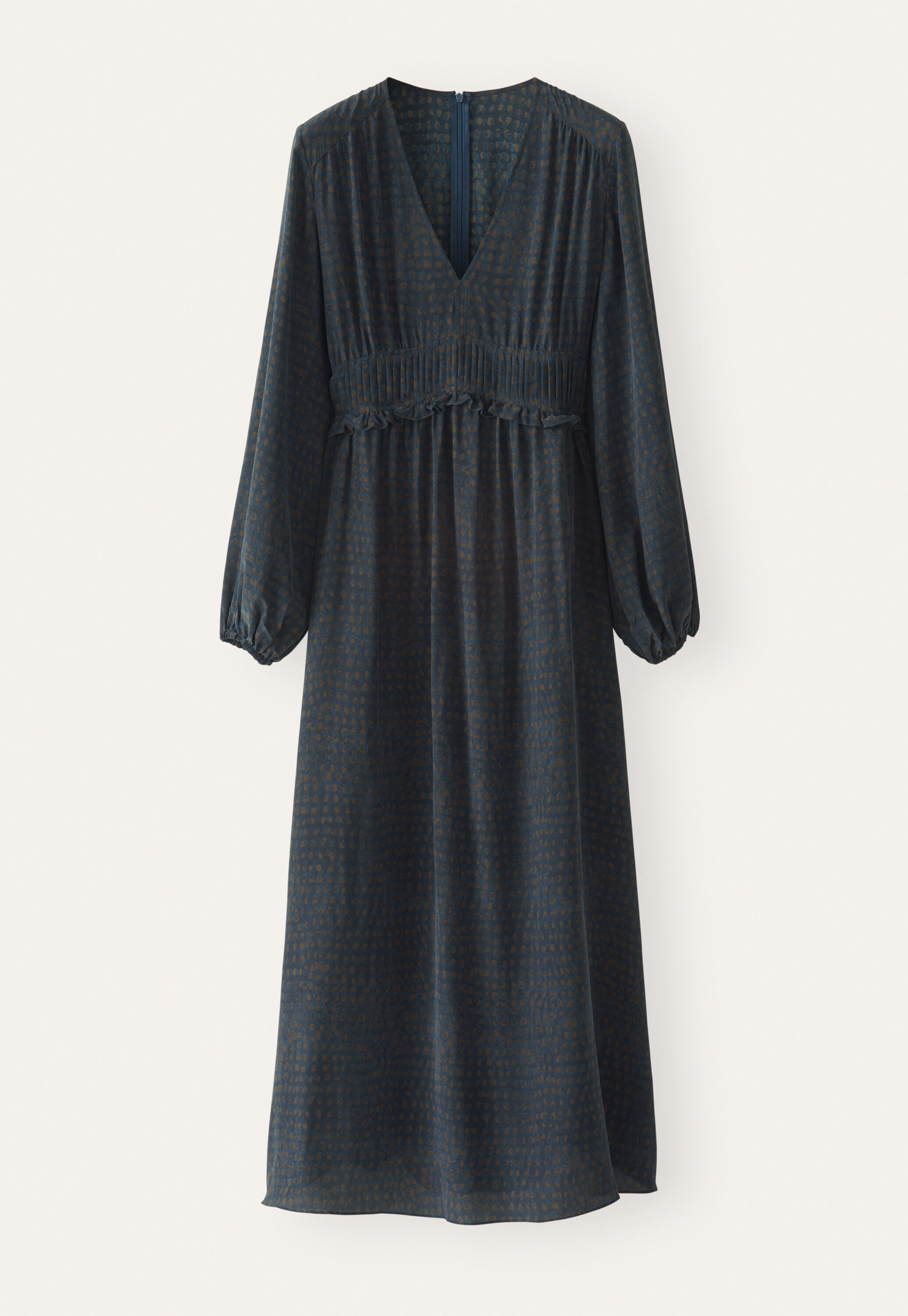 Kleid mit Faltendetail, Aquamarin-Braun, large