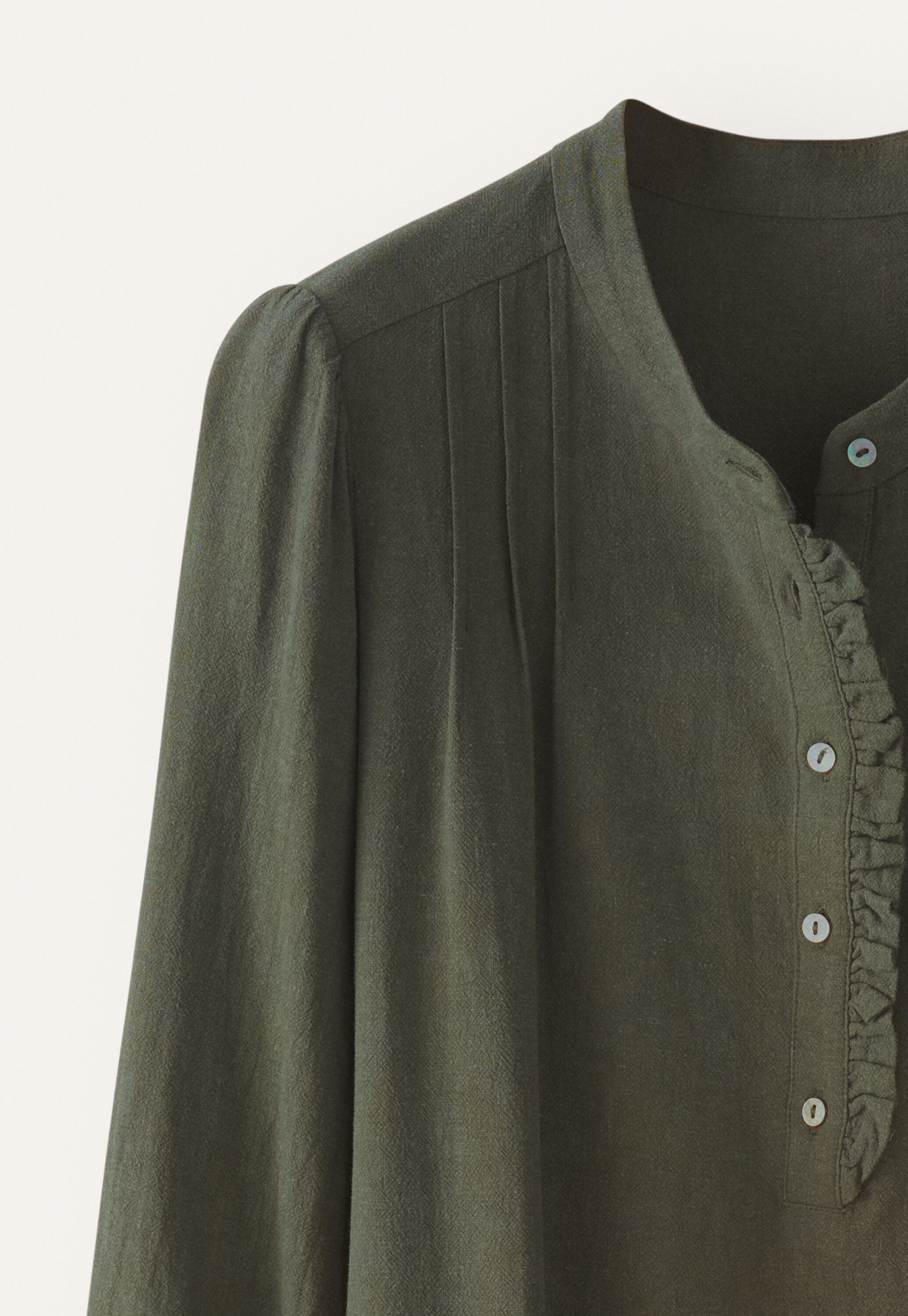 Kleid mit Frontfalten, Dunkles Khaki, large
