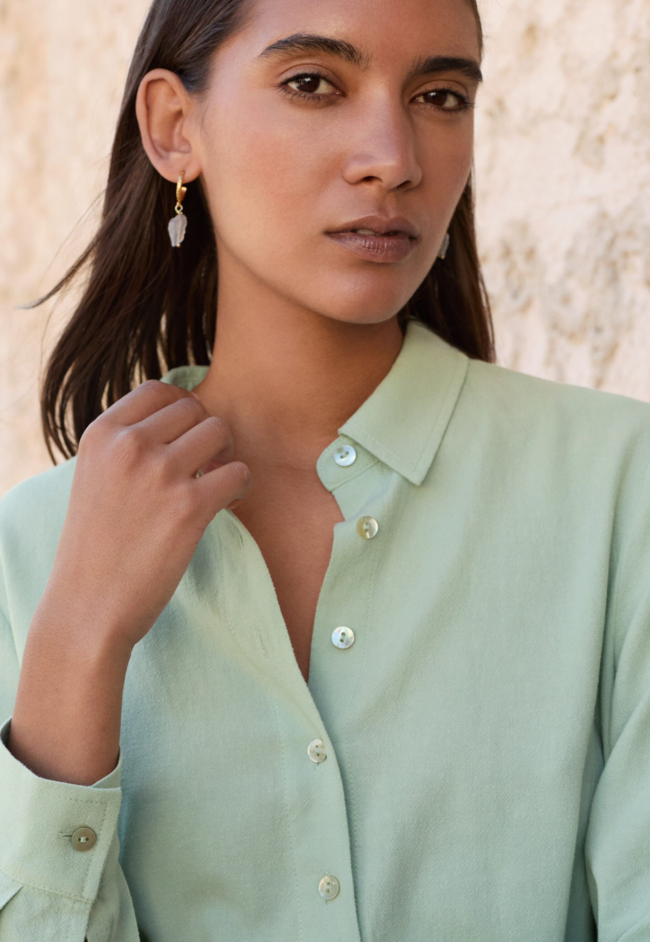 Bluse mit geschwungenen &Auml;rmeln, Aqua/Mint, large