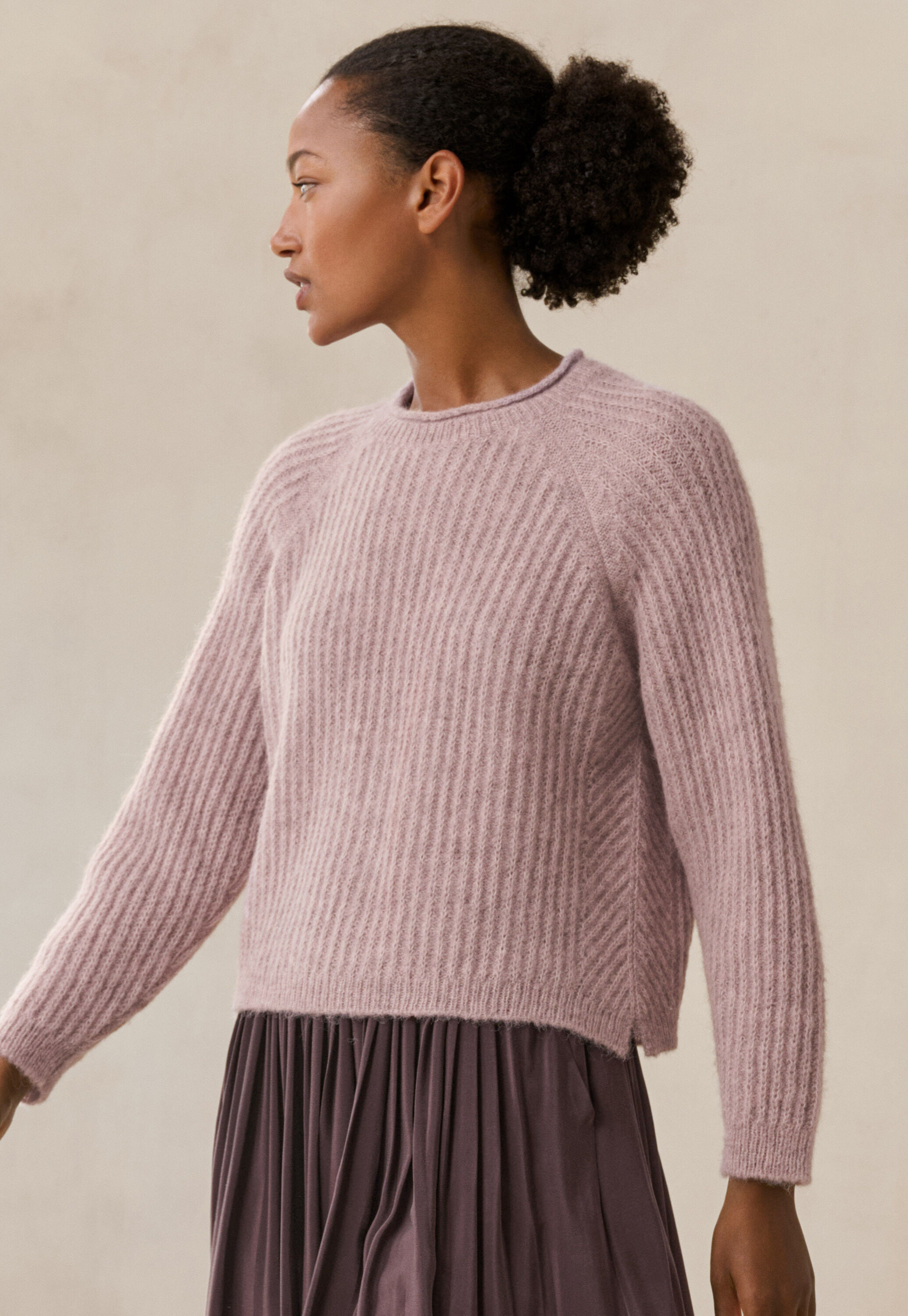 Ripppullover mit Rundhalsausschnitt