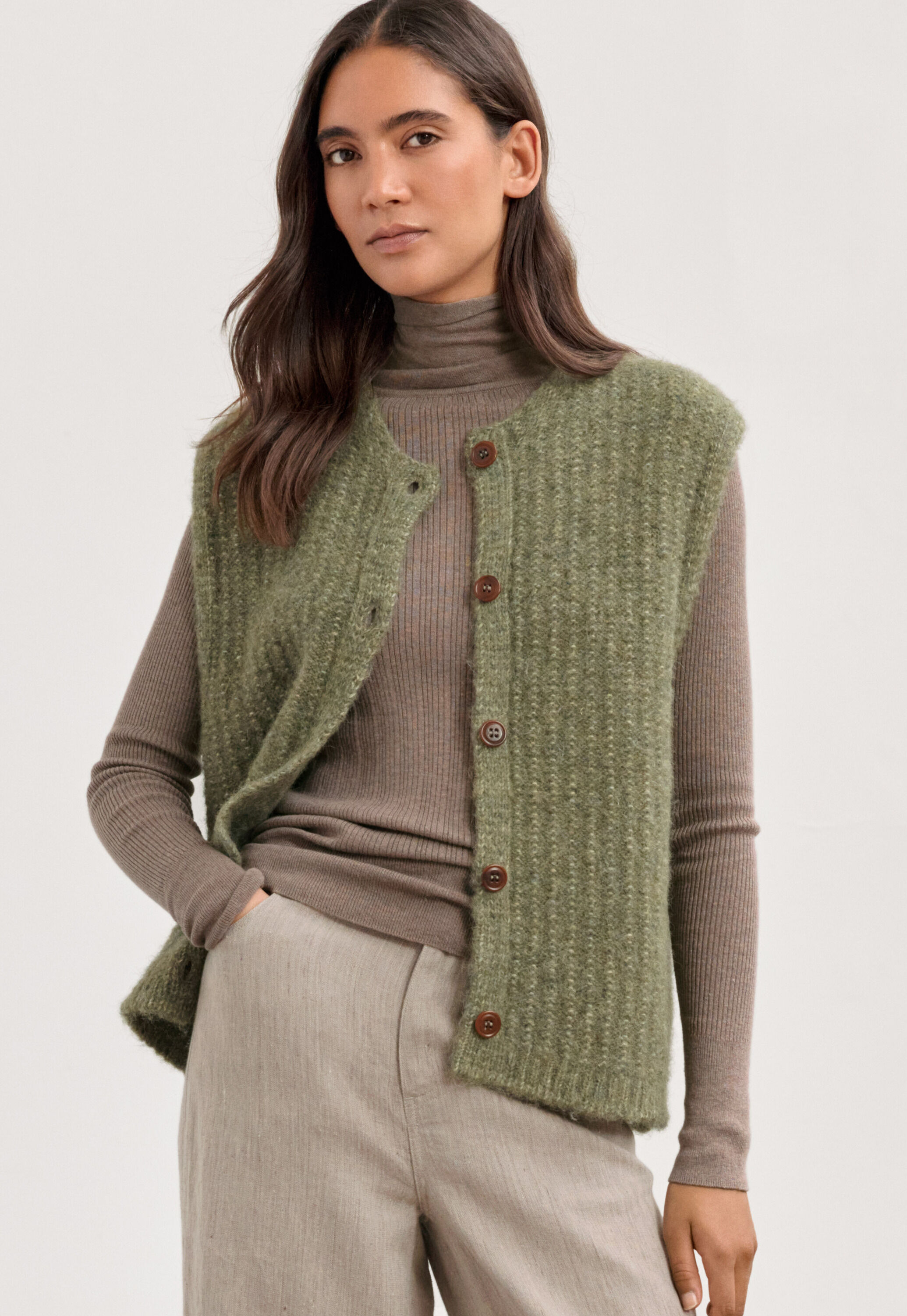 Gerippter Pullover, Haferbeige, large