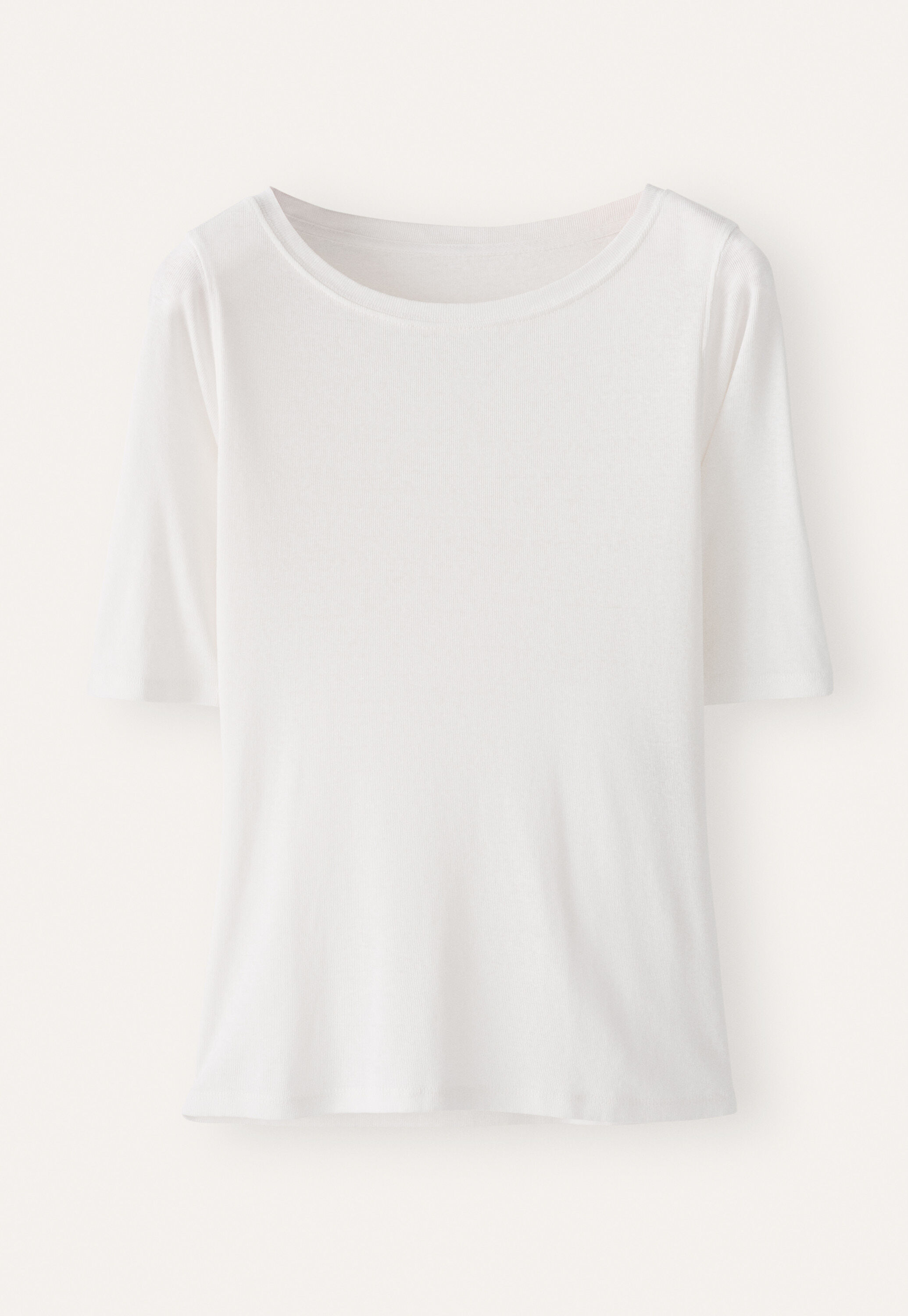 Geripptes Jersey-Oberteil, Ecru, large