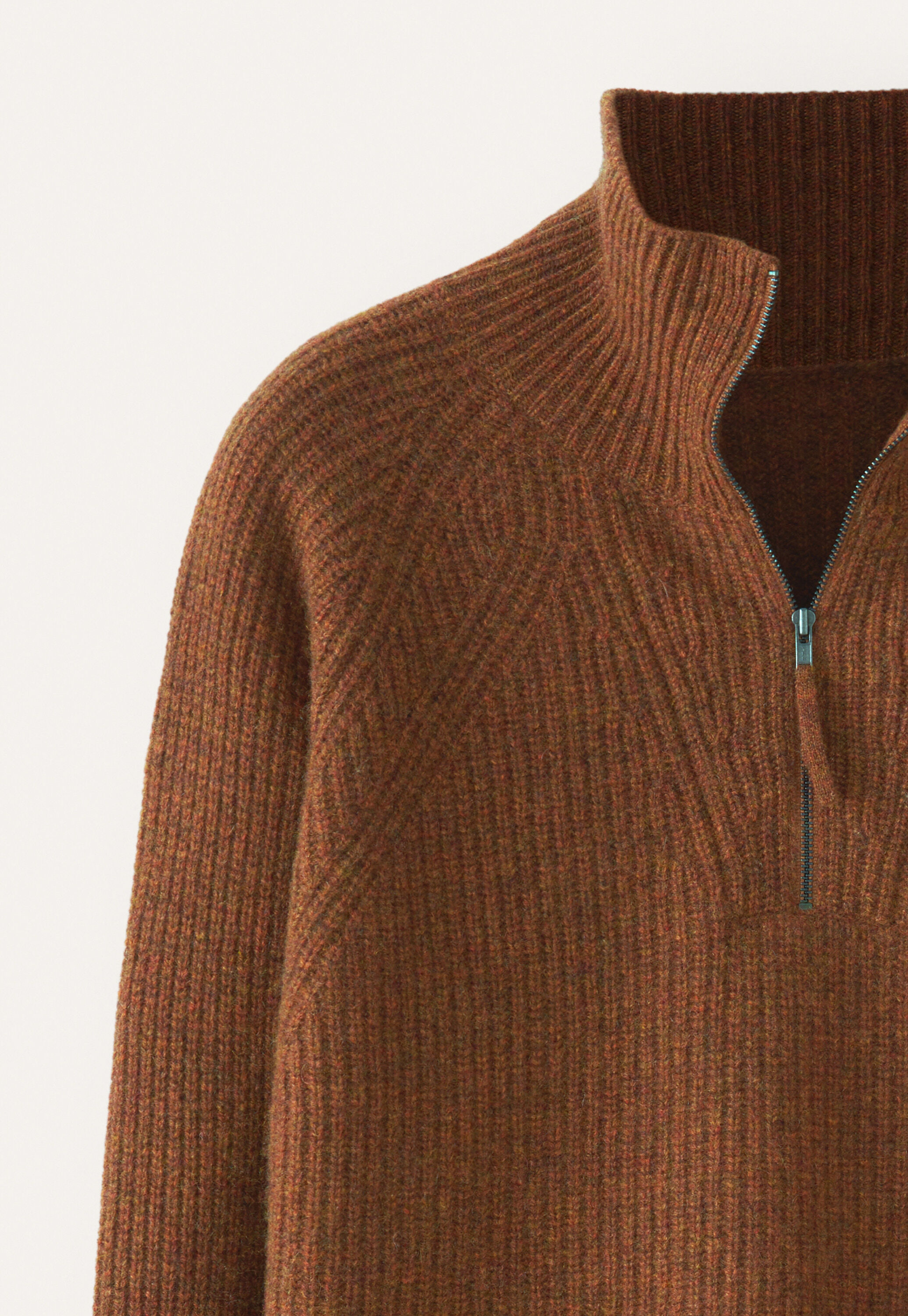 Pullover mit Frontrei&szlig;verschluss, Chilibraun, large